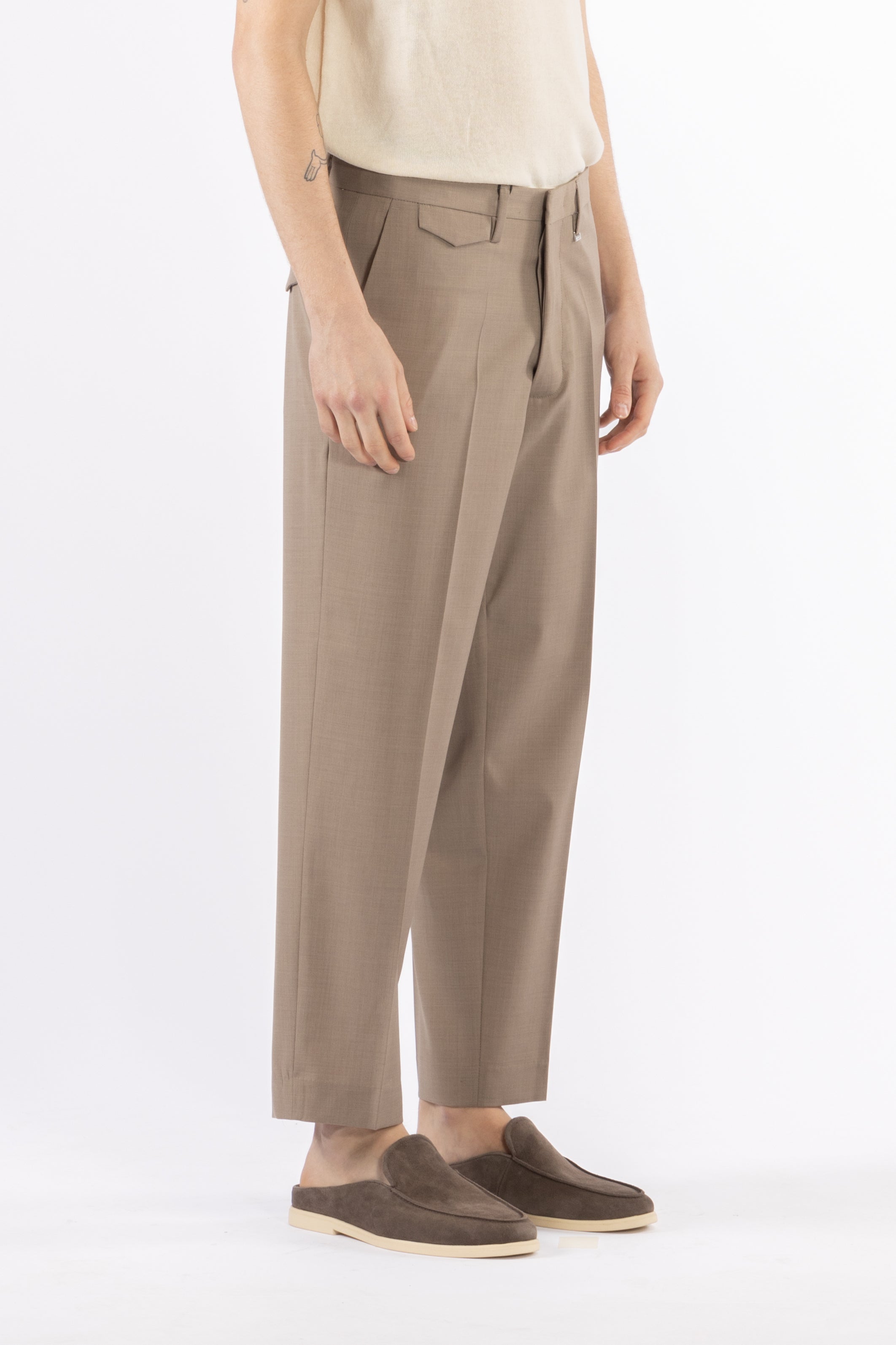 Pantalone regolare in misto lana - Taupe