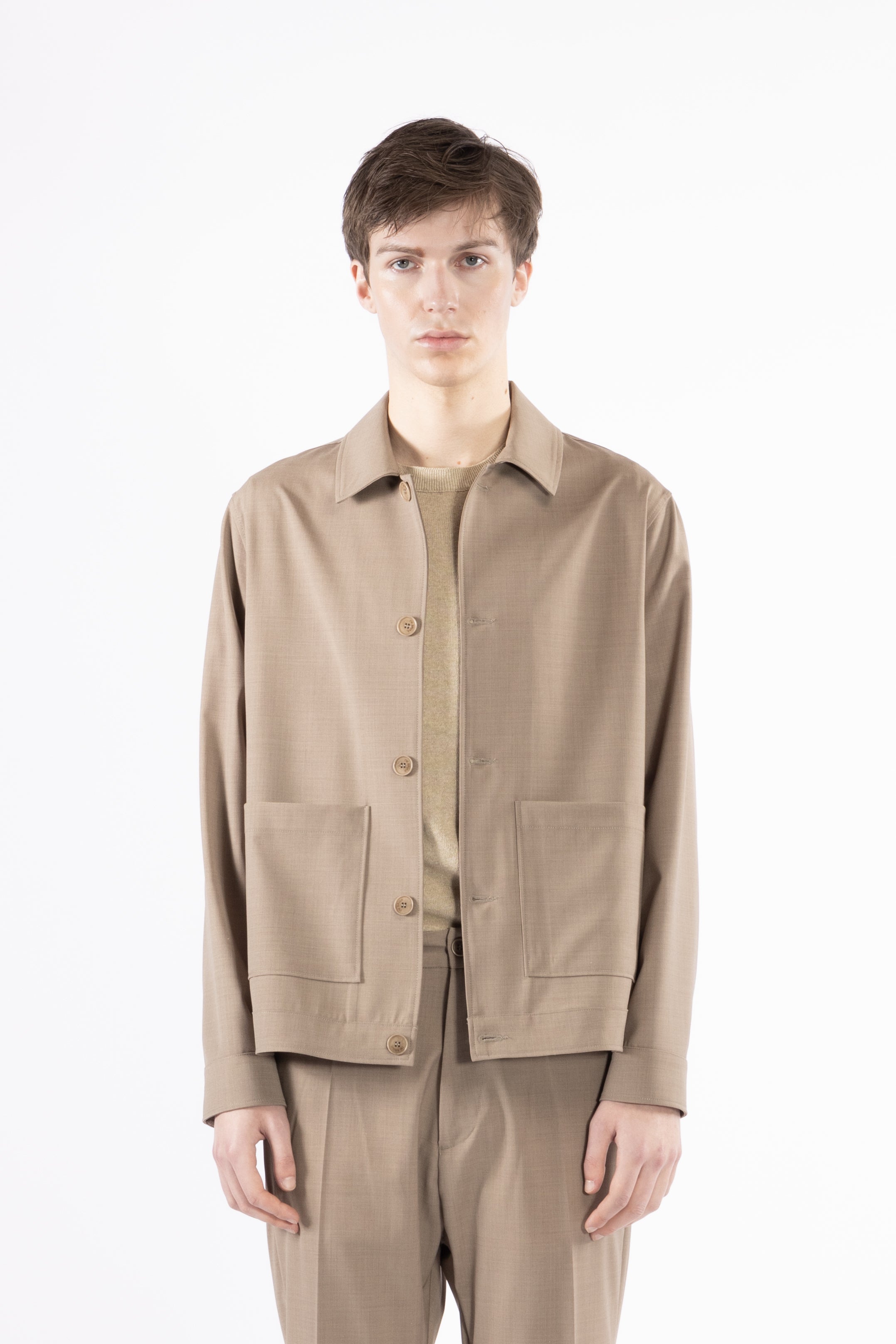 Giacca camicia sfoderata misto una - Taupe