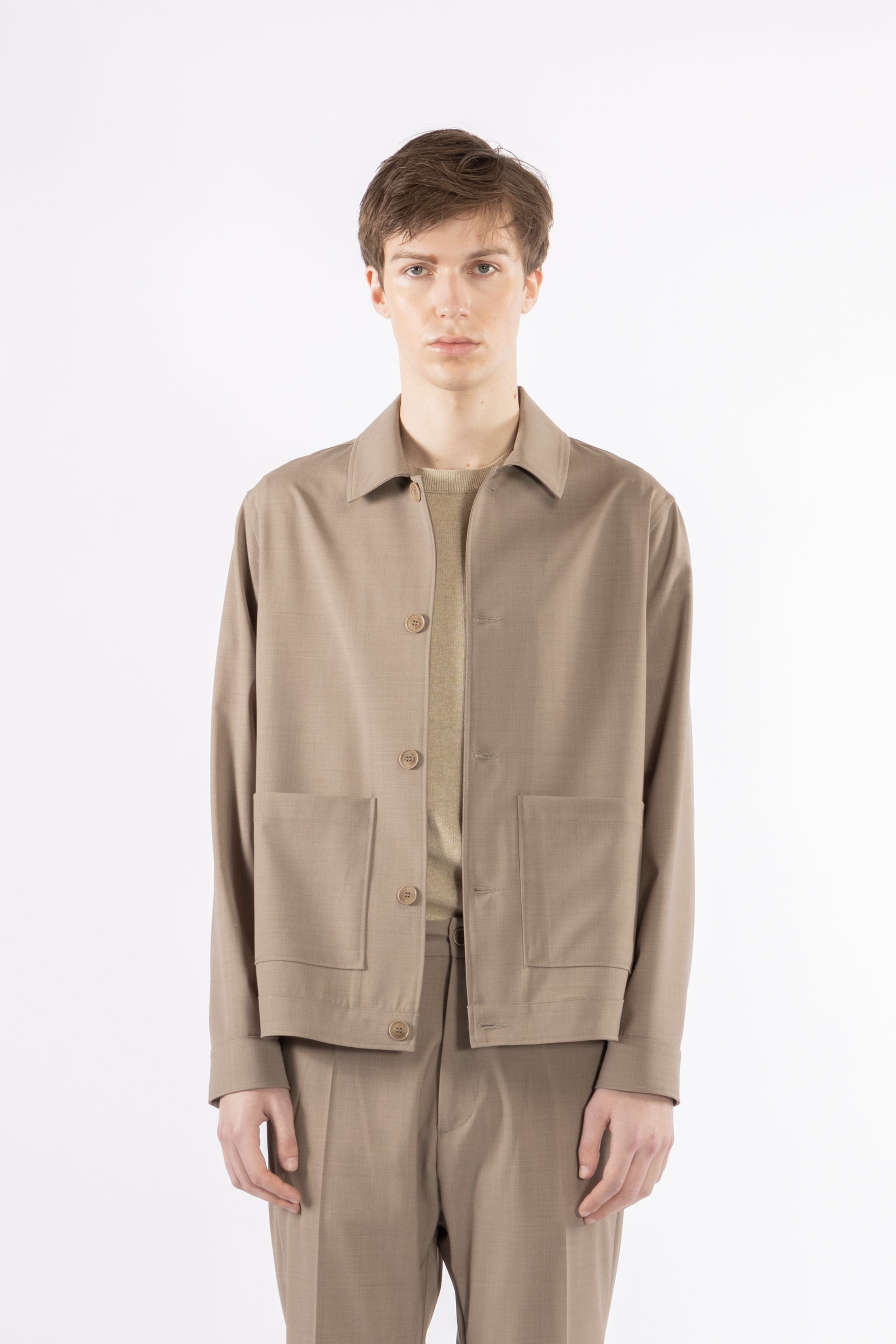 Giacca camicia sfoderata misto una - Taupe