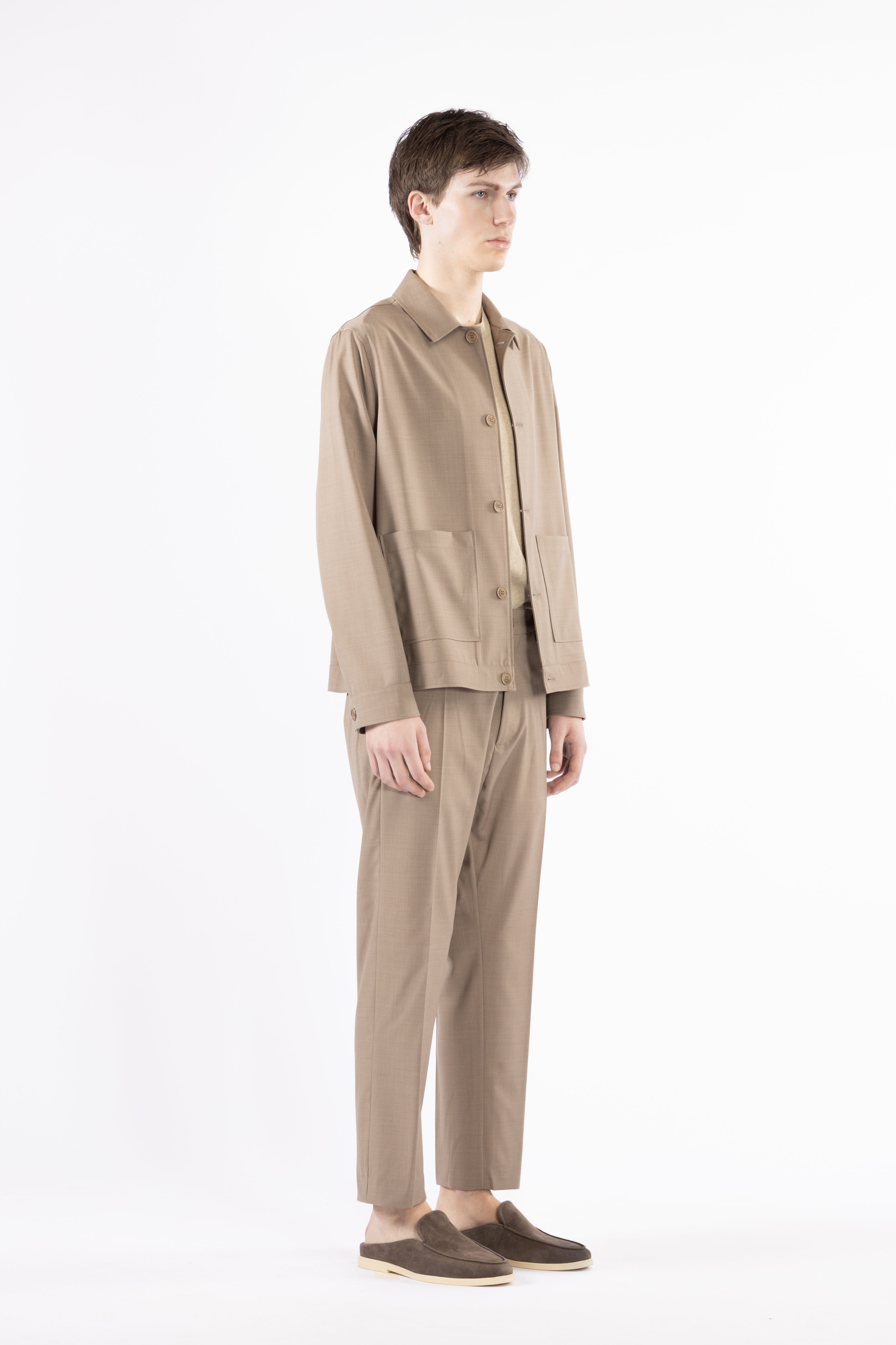 Giacca camicia sfoderata misto una - Taupe