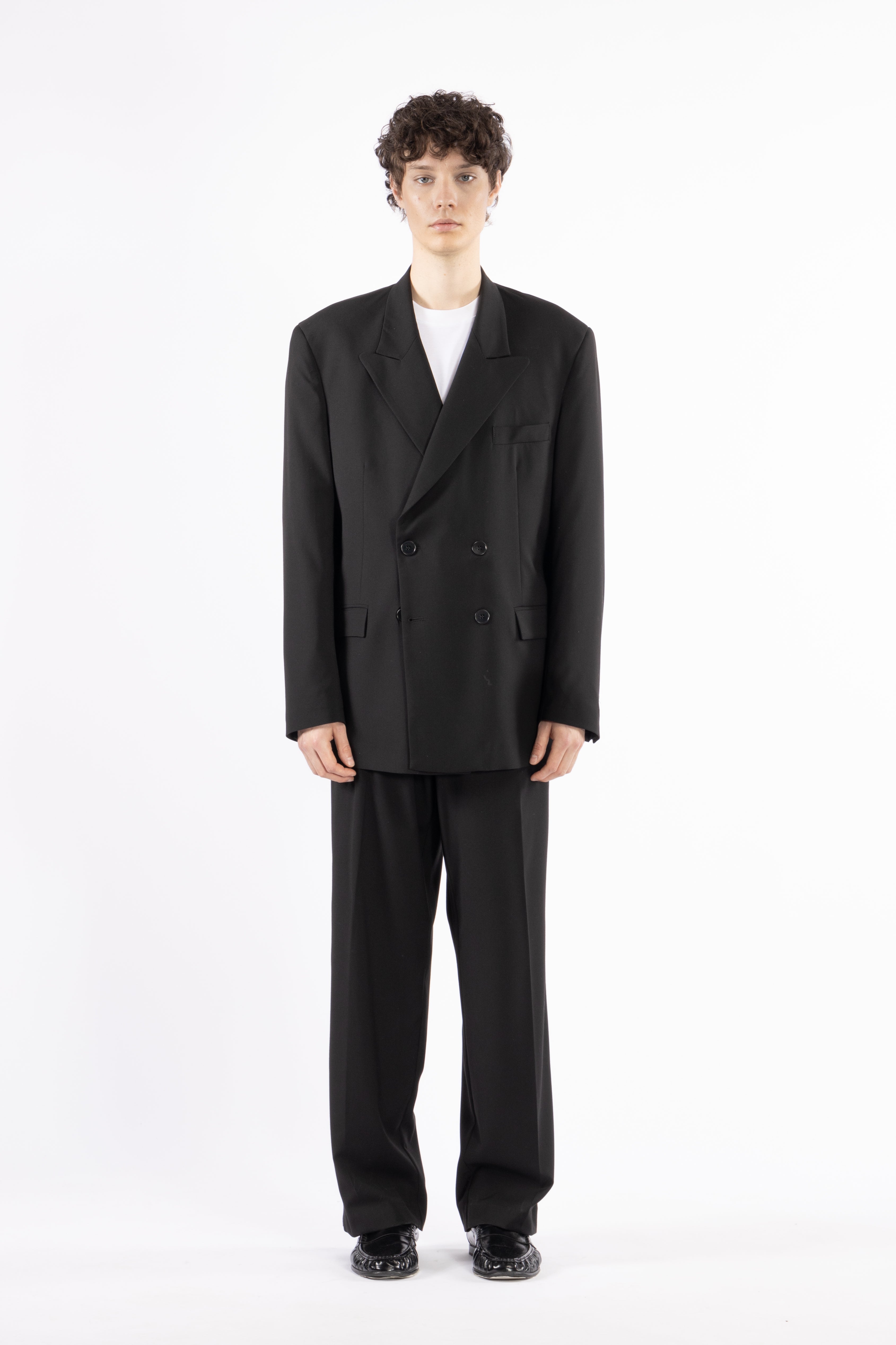 Pantalone fondo ampio con pinces - Nero