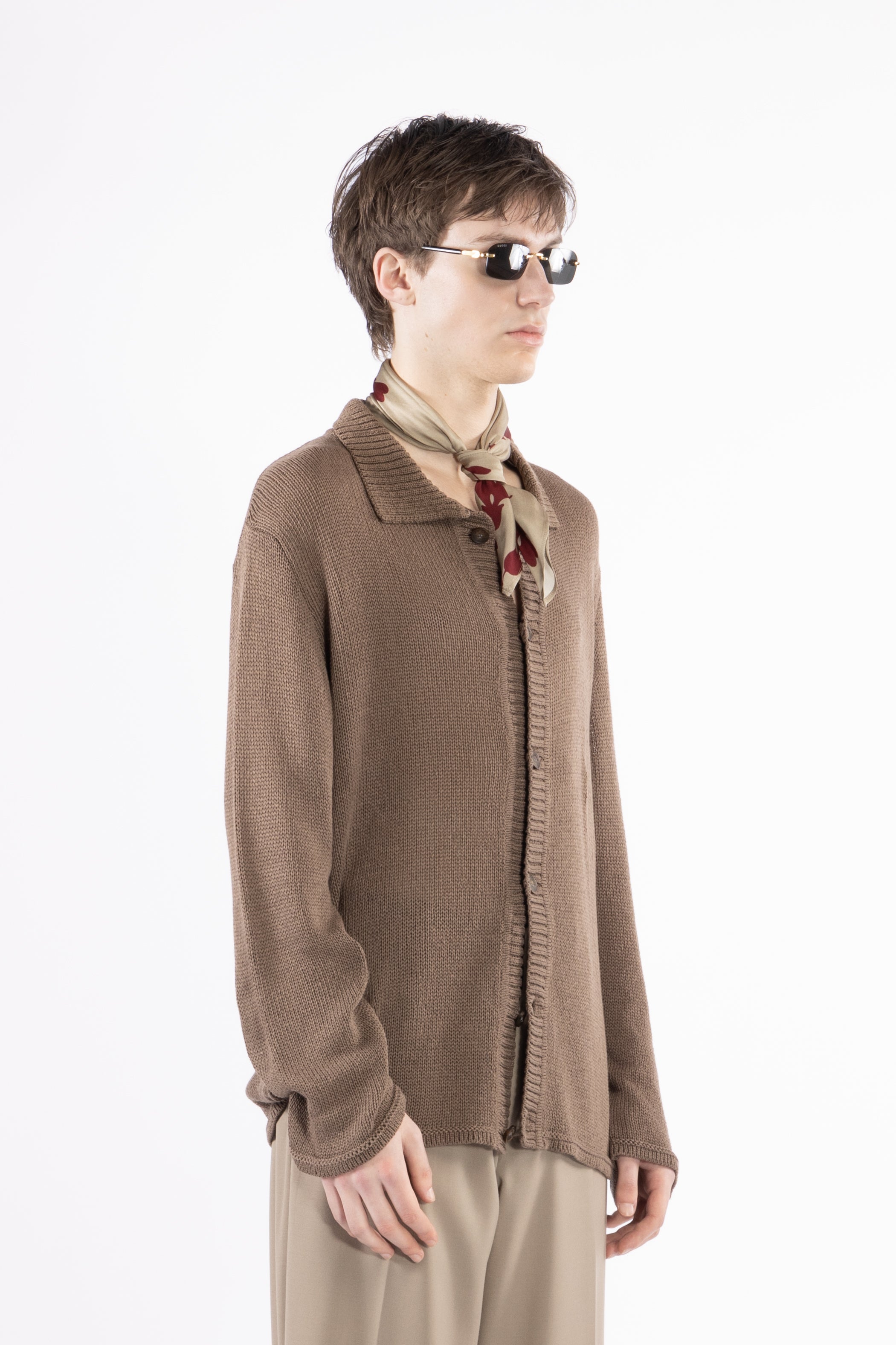 Camicia cardigan in maglia - Moro