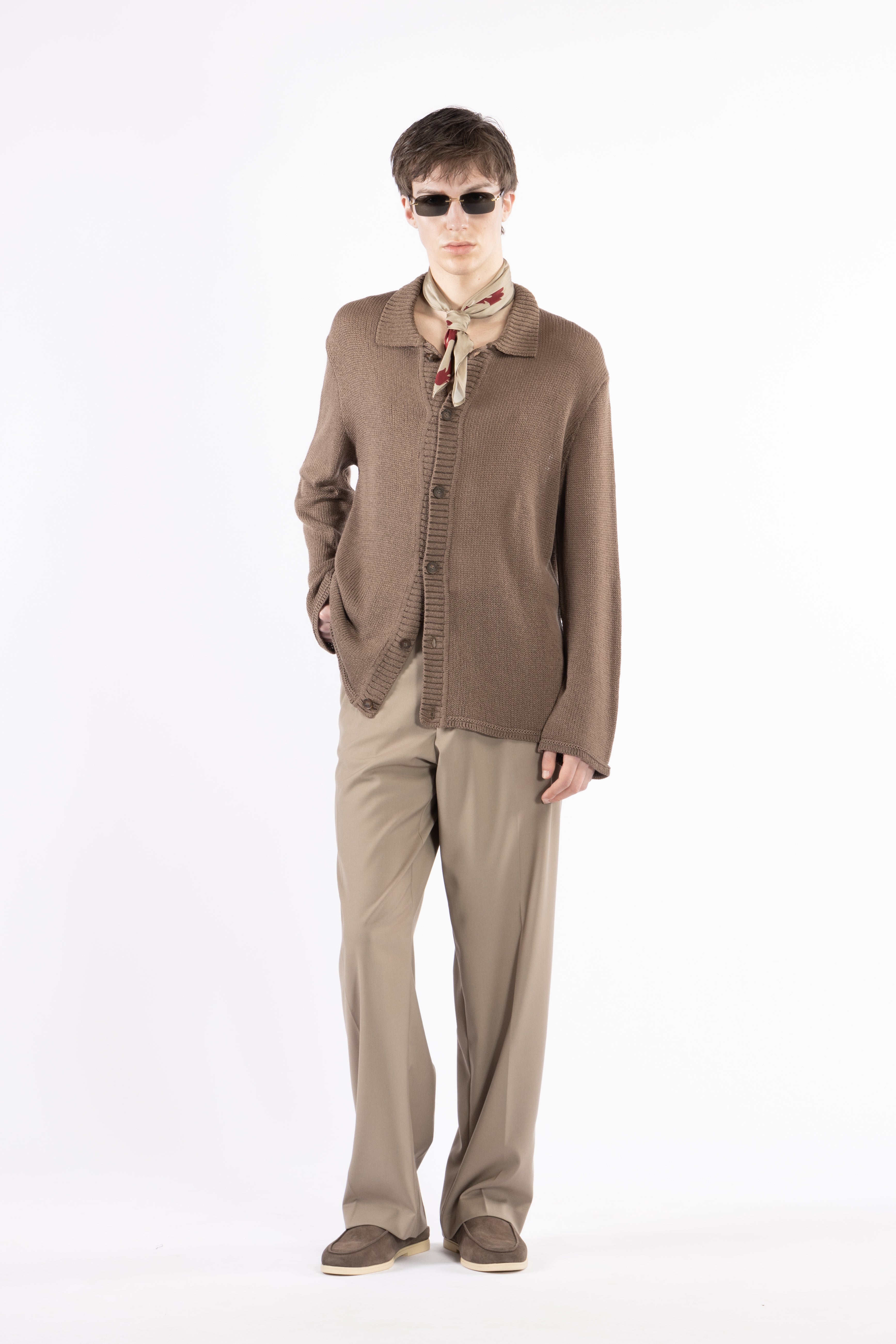 Camicia cardigan in maglia - Moro