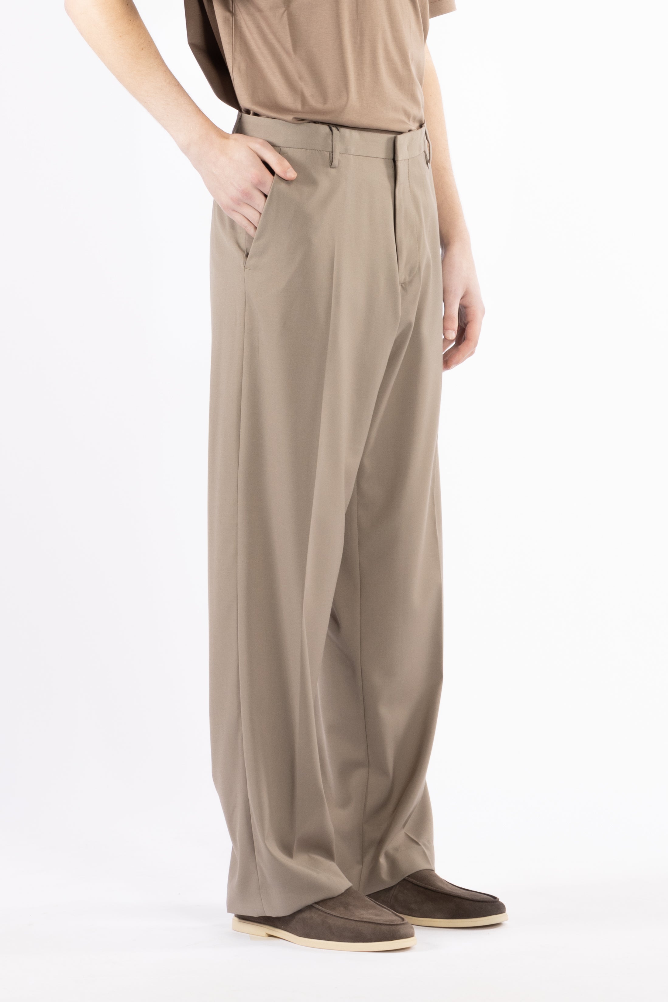 Pantalone fondo ampio - Taupe