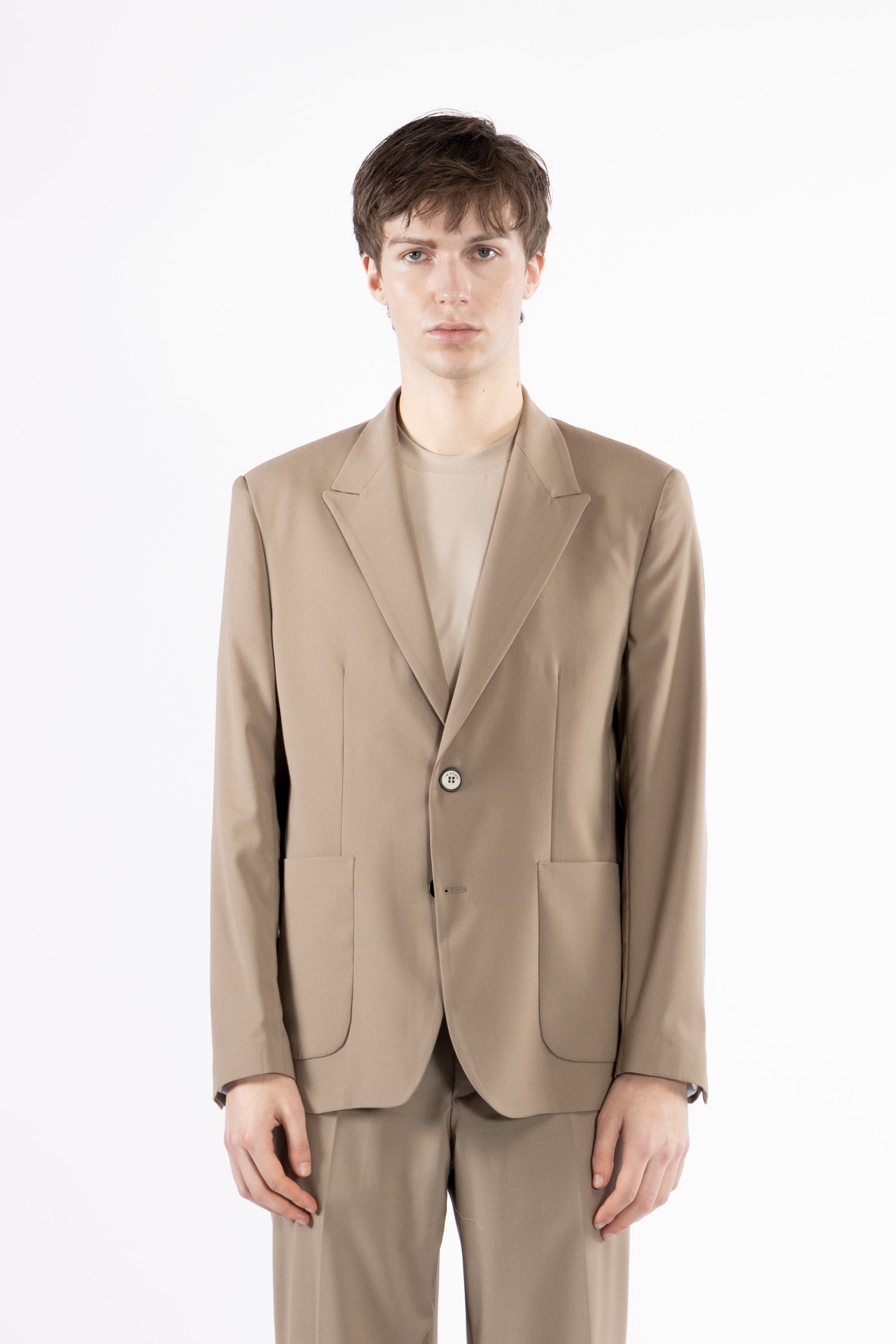 T-shirt girocollo in cotone mercerizzato - Beige
