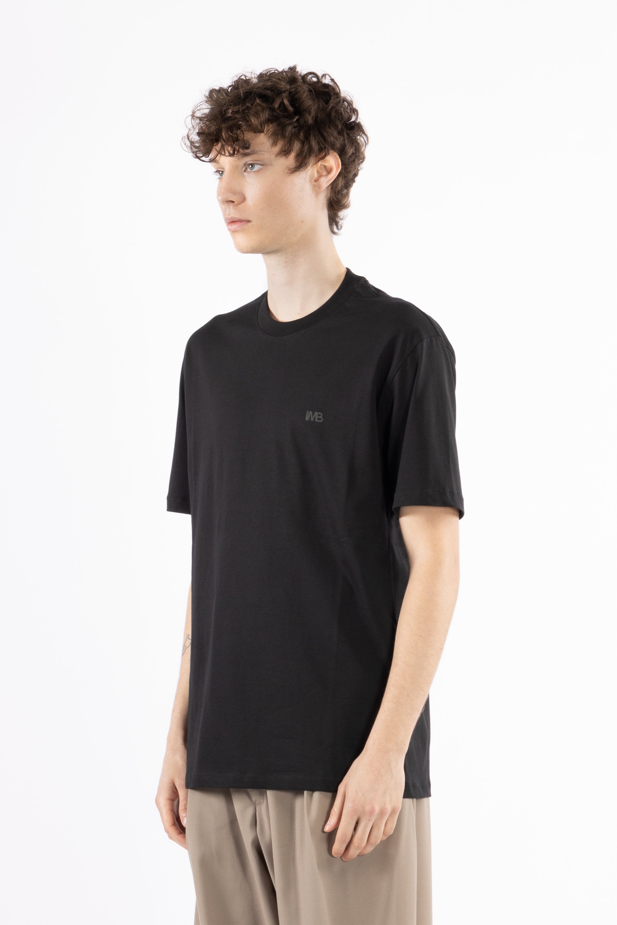T-shirt in cotone logo - Nero