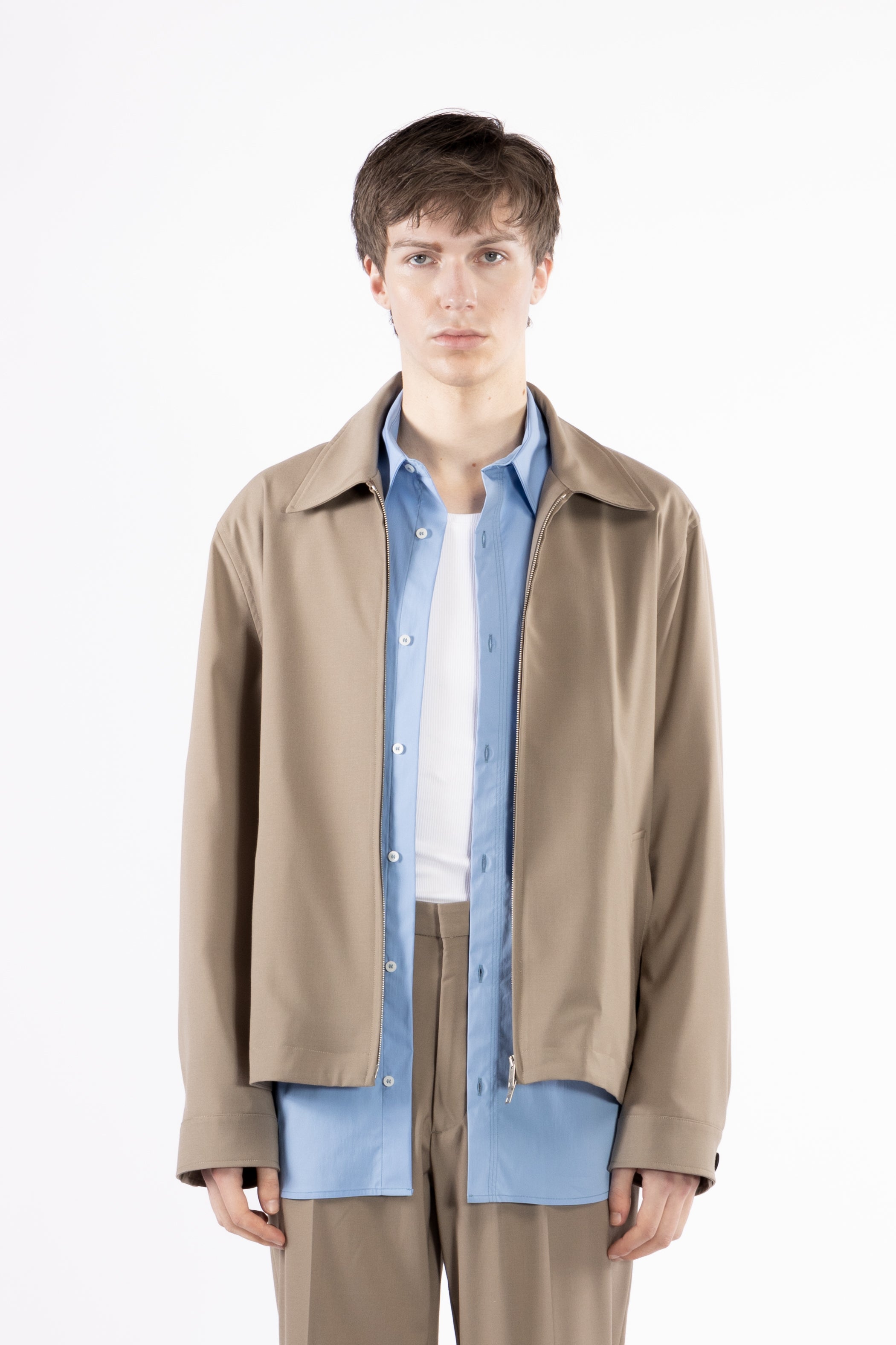 Giacca camicia con cerniera - Taupe