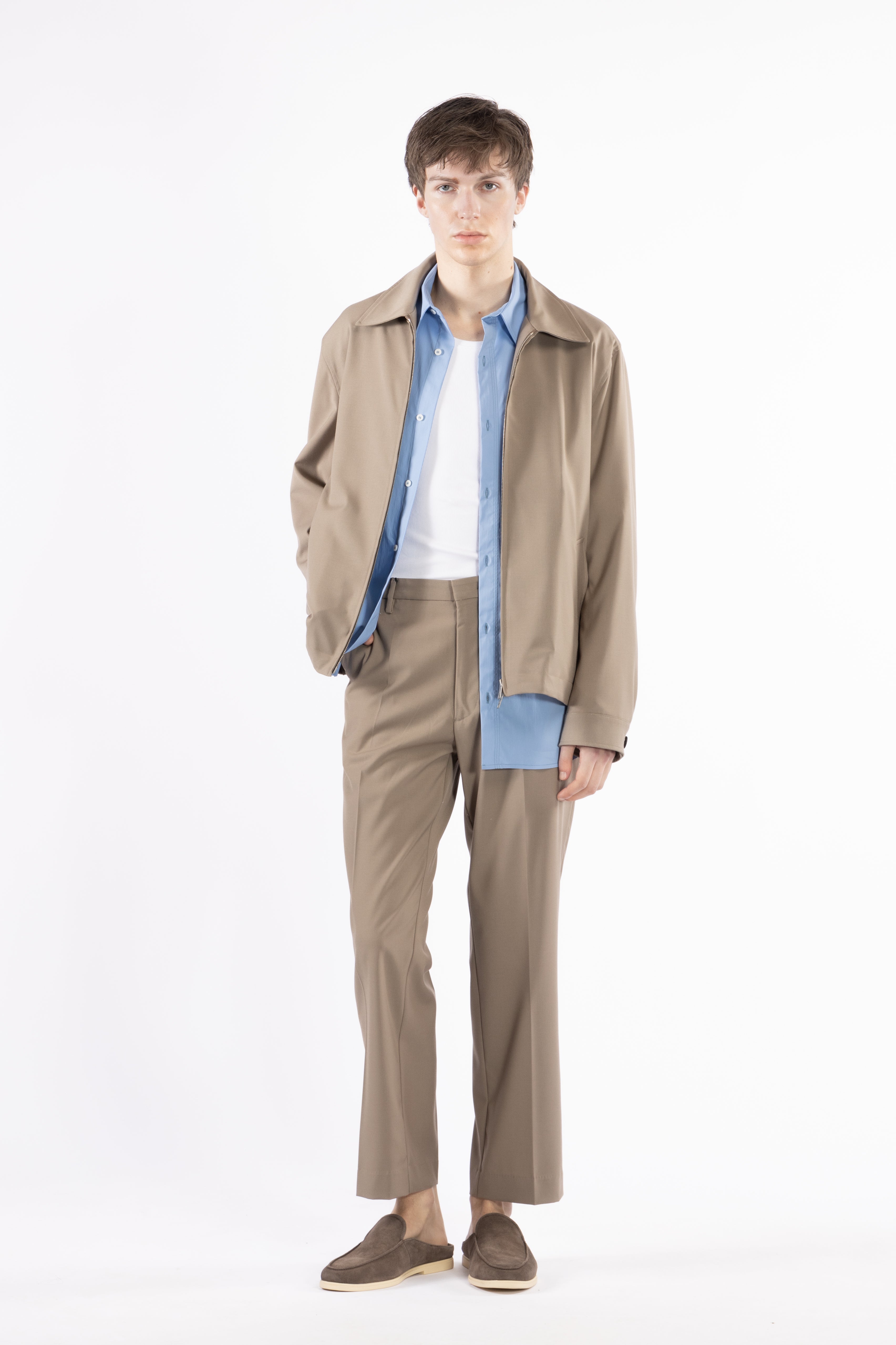 Giacca camicia con cerniera - Taupe