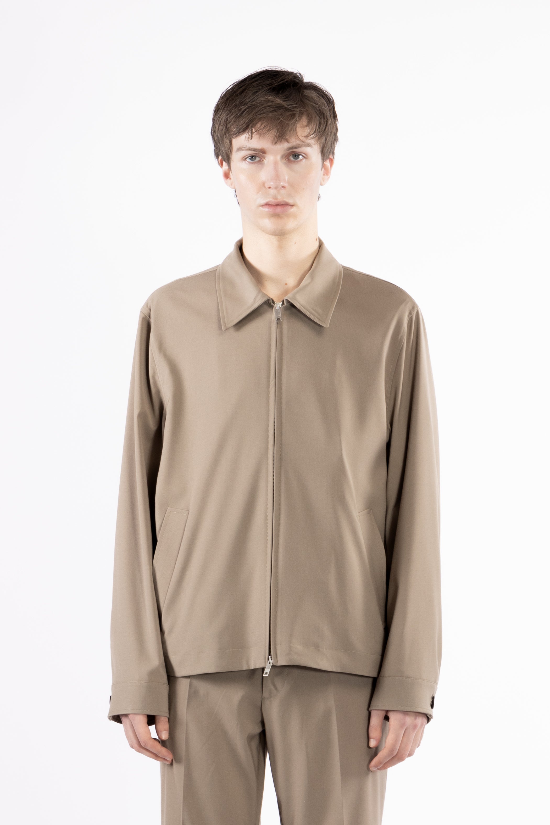 Giacca camicia con cerniera - Taupe