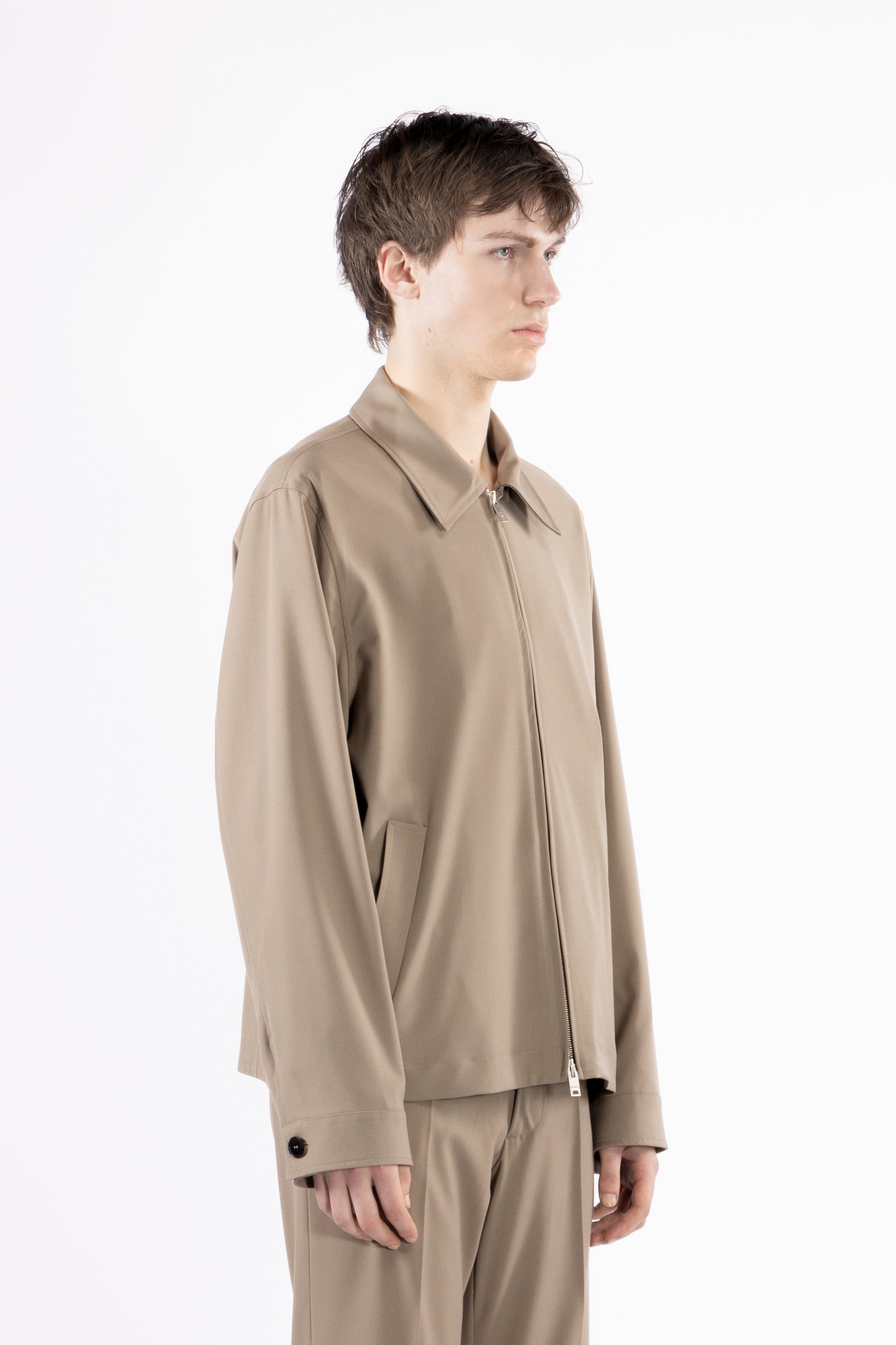 Giacca camicia con cerniera - Taupe