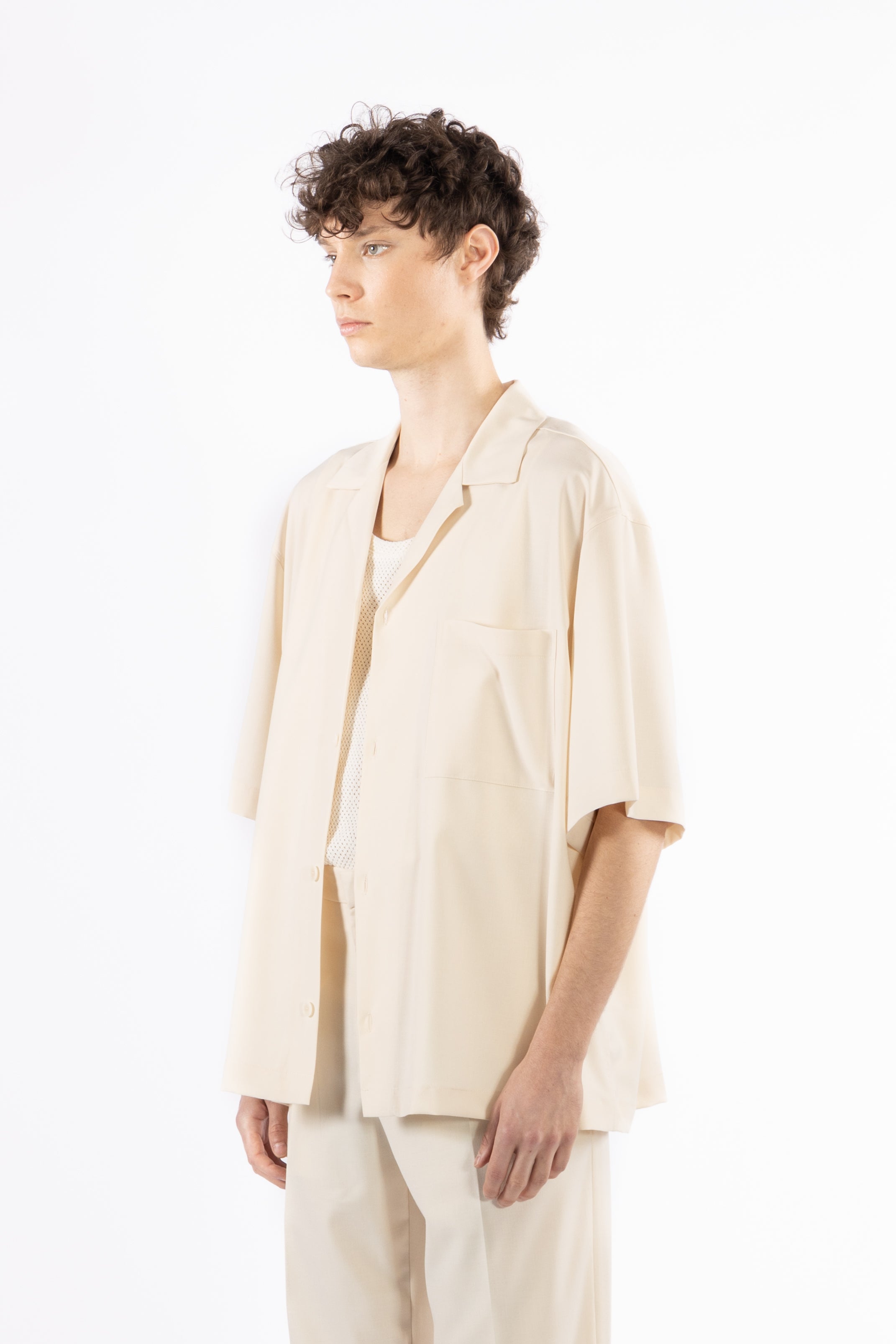 Camicia morbida collo aperto - Panna