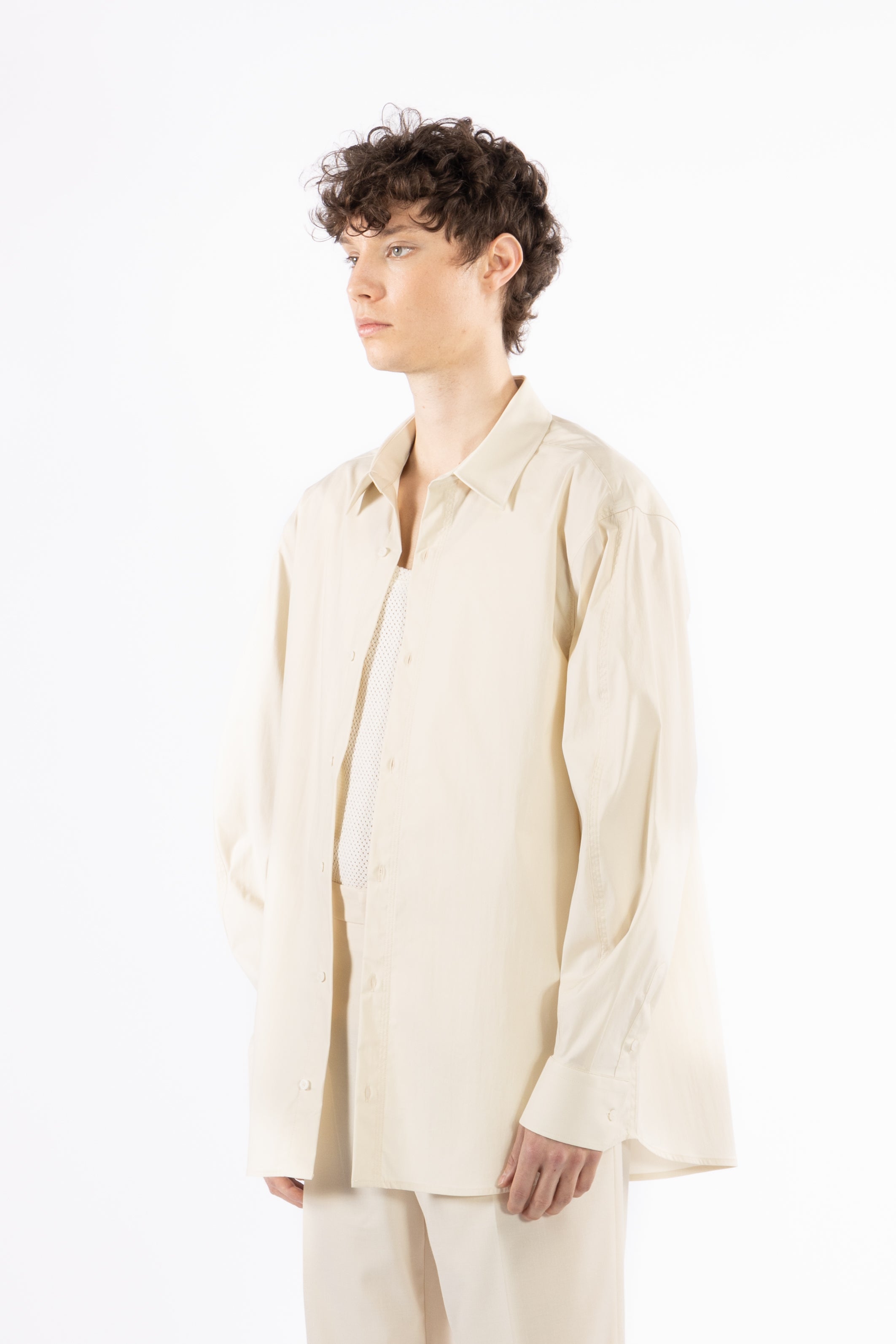 Camicia oversize in cotone - Panna