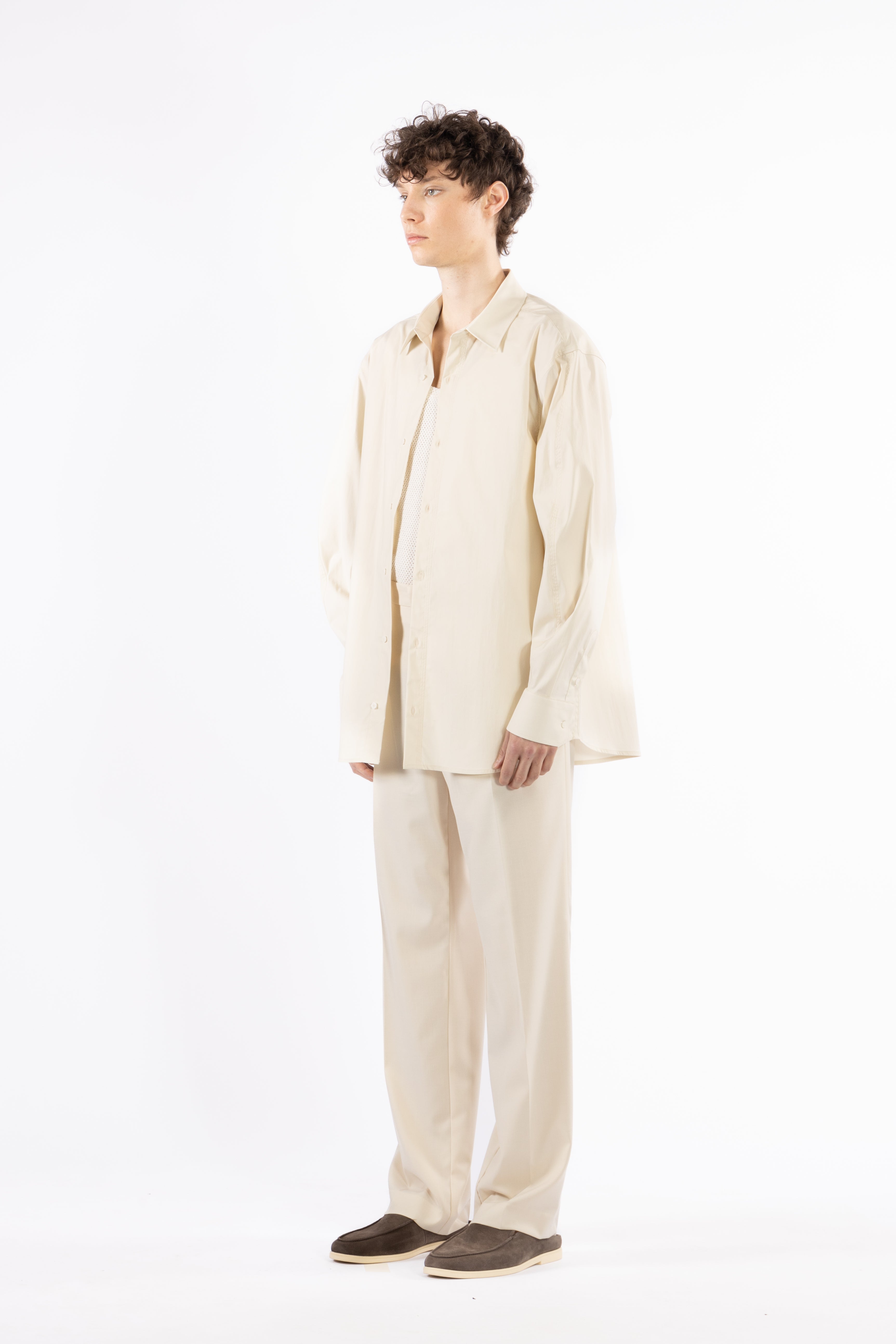 Camicia oversize in cotone - Panna