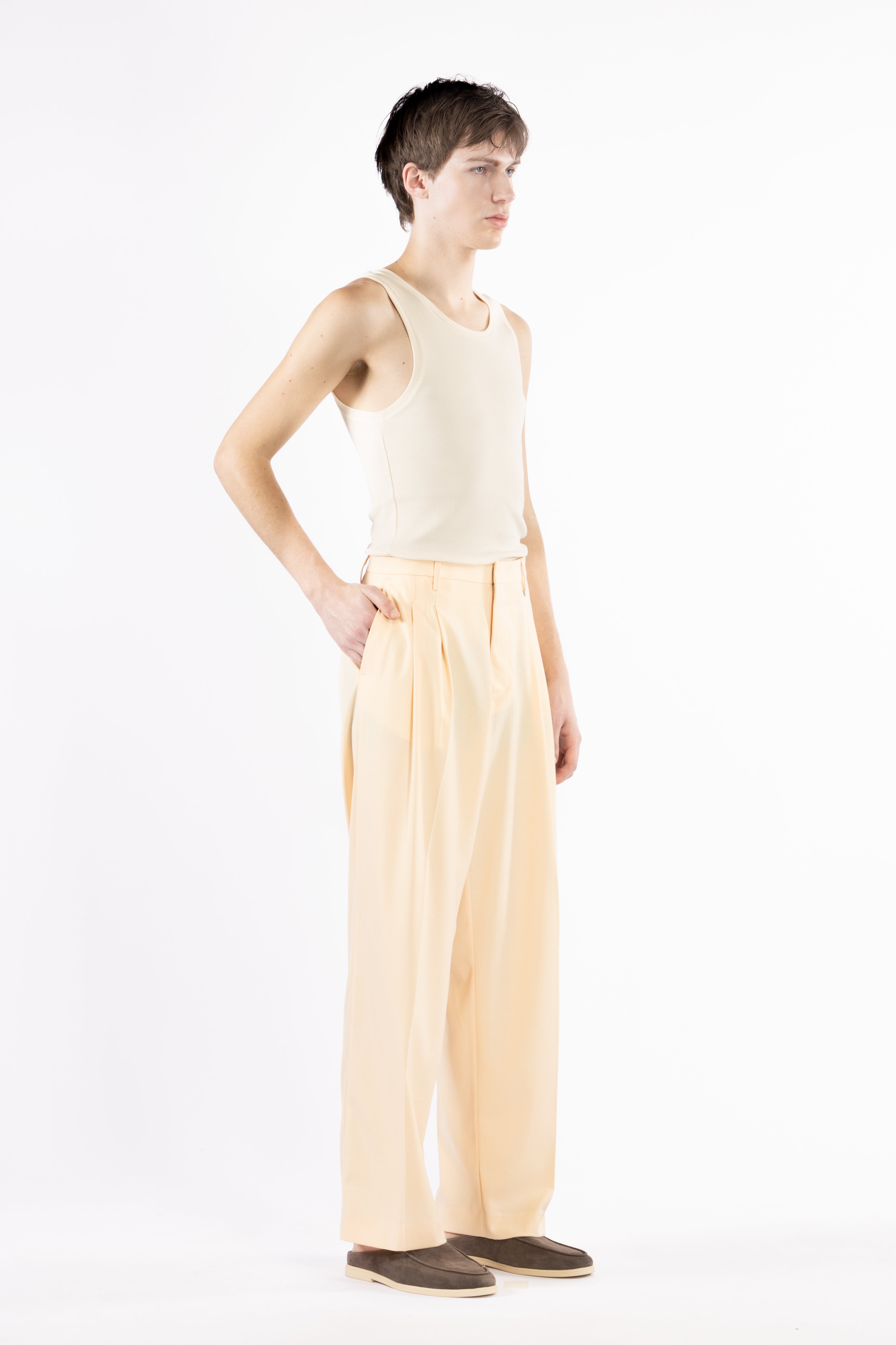 Pantalone fondo ampio con pinces - Pesca