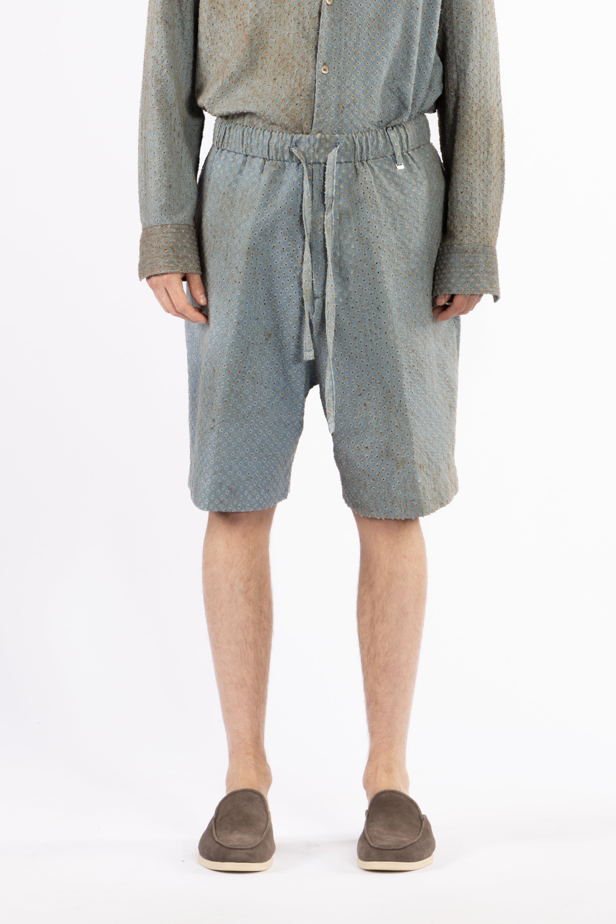 Bermuda in cotone effetto denim vissuto