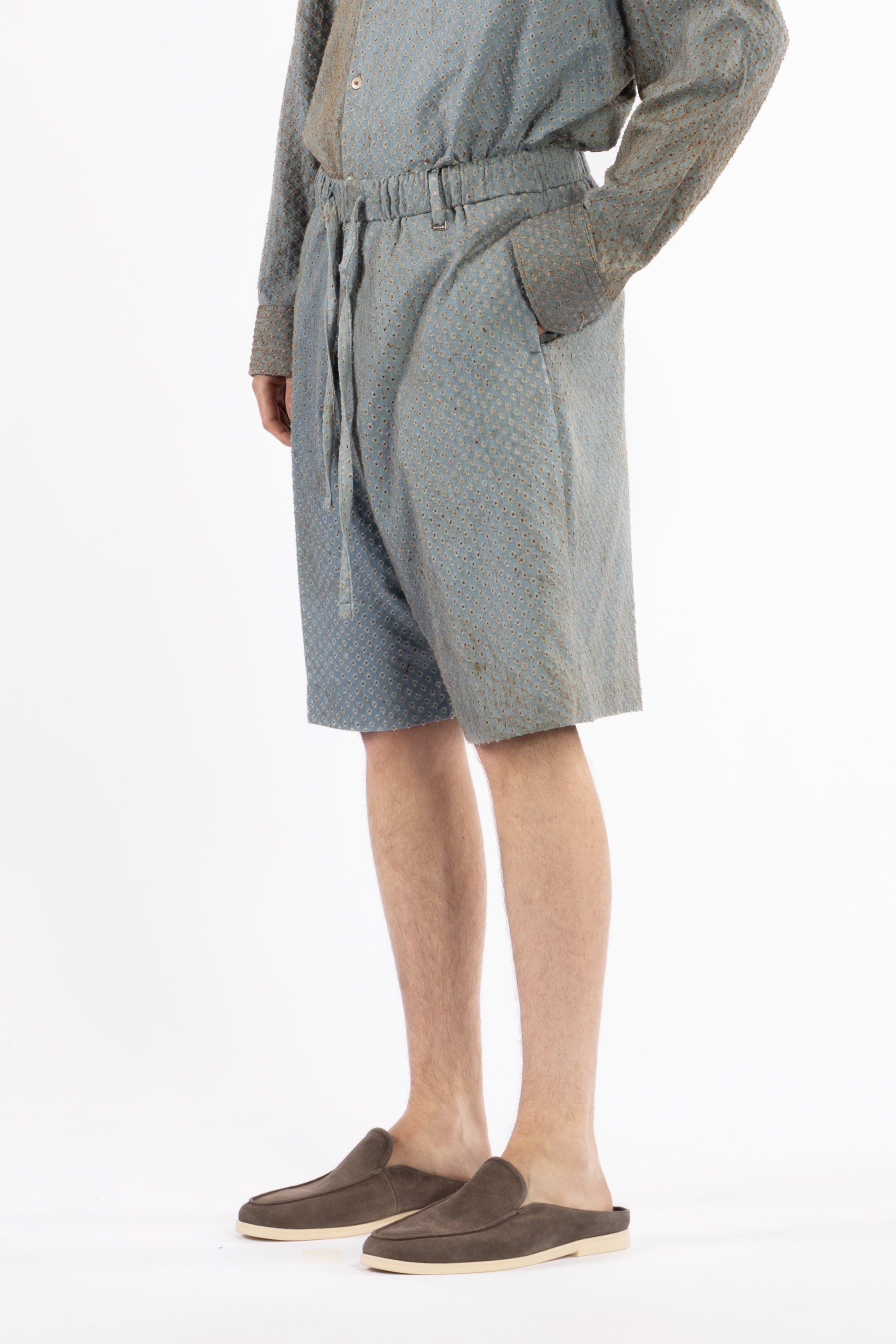 Bermuda in cotone effetto denim vissuto
