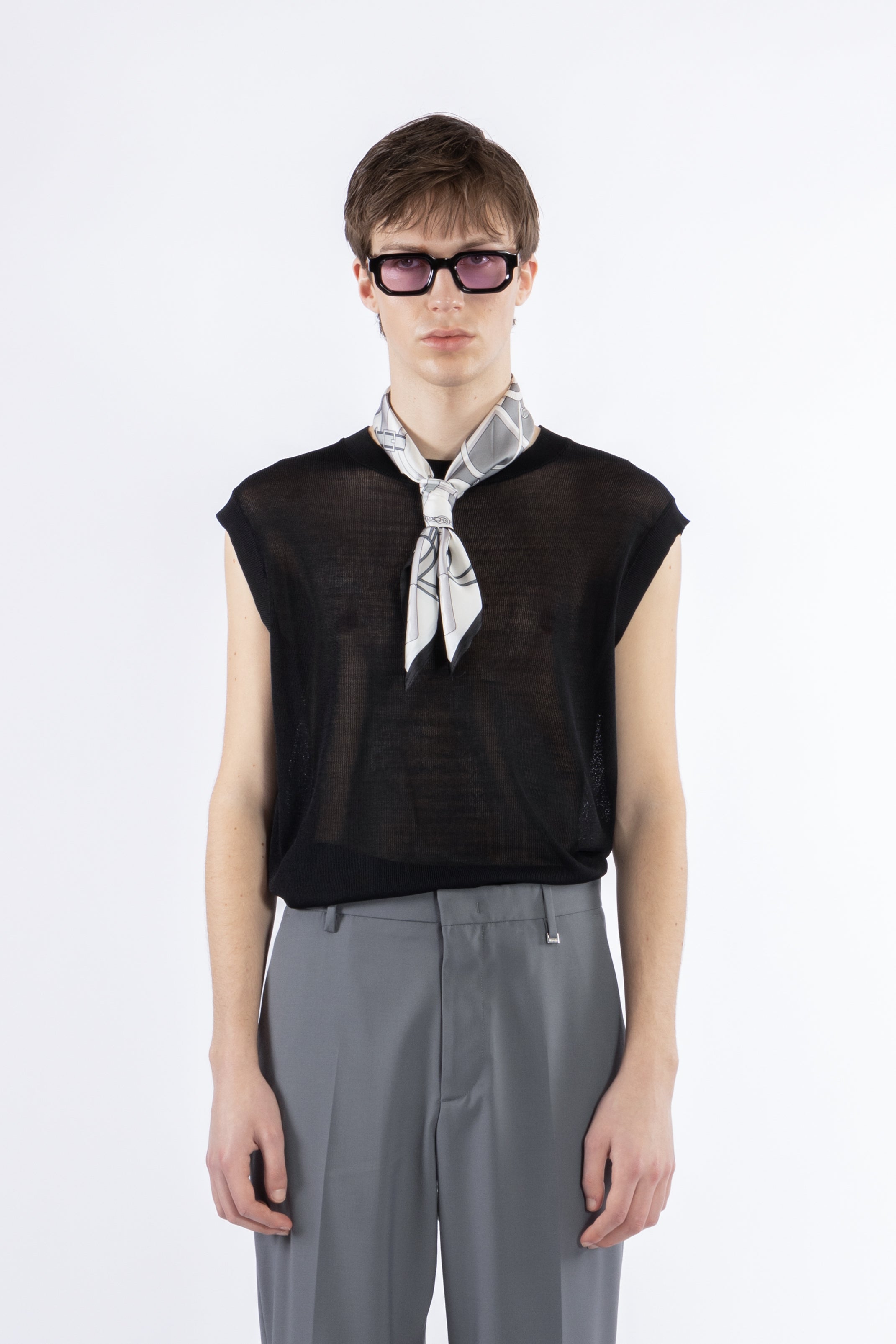 Maglia girocollo senza maniche - Nero