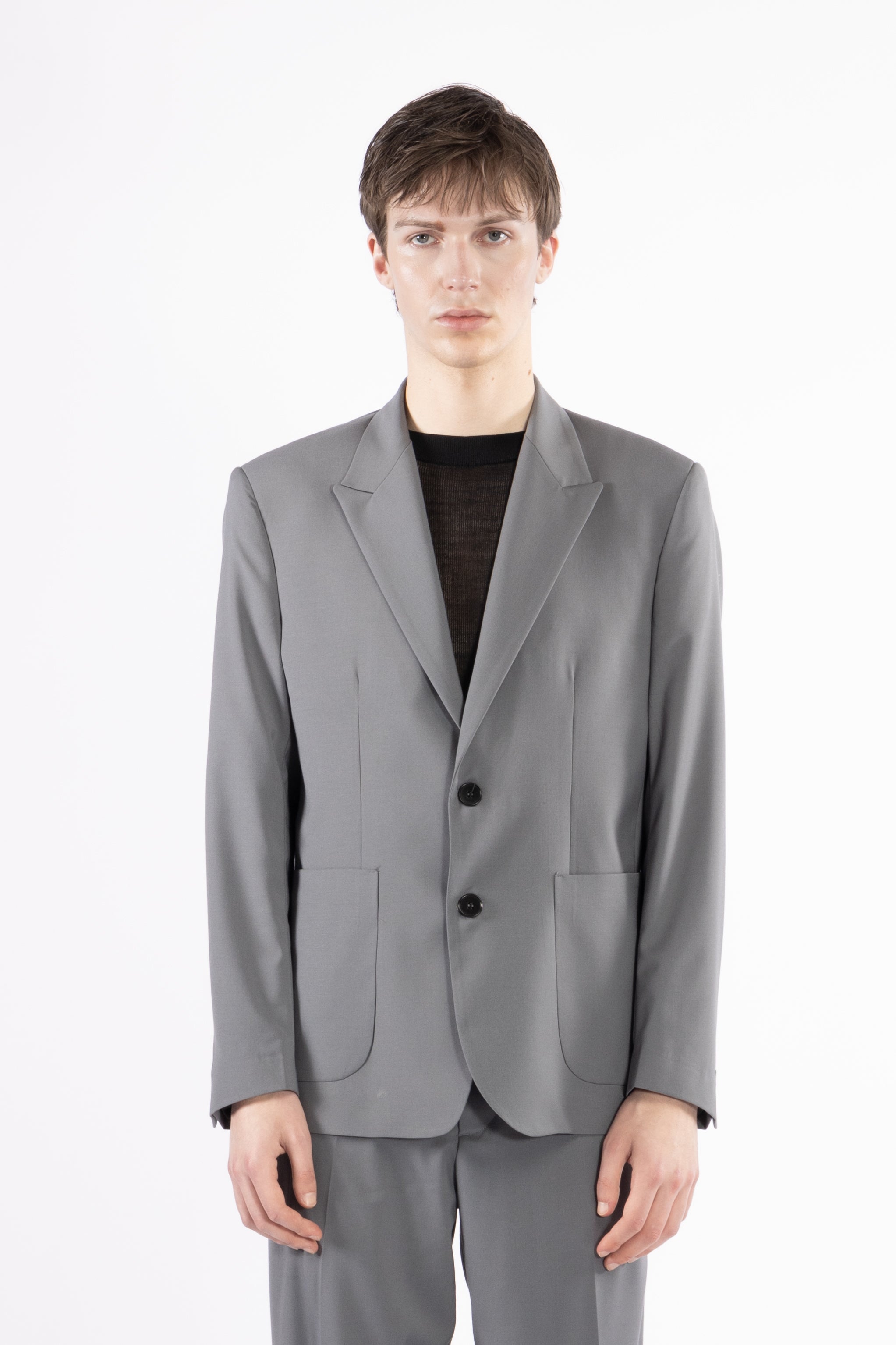 Giacca da abito tasca a toppe - Grigio