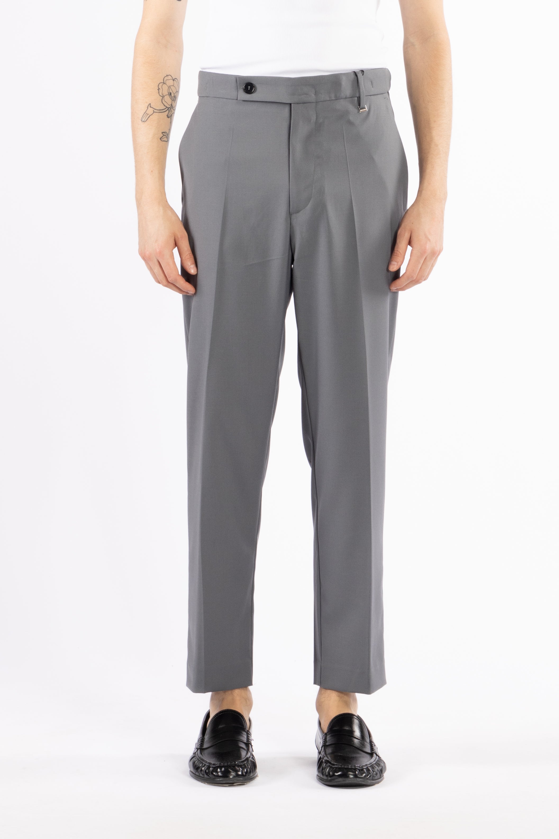 Pantalone regolare vita alta - Grigio