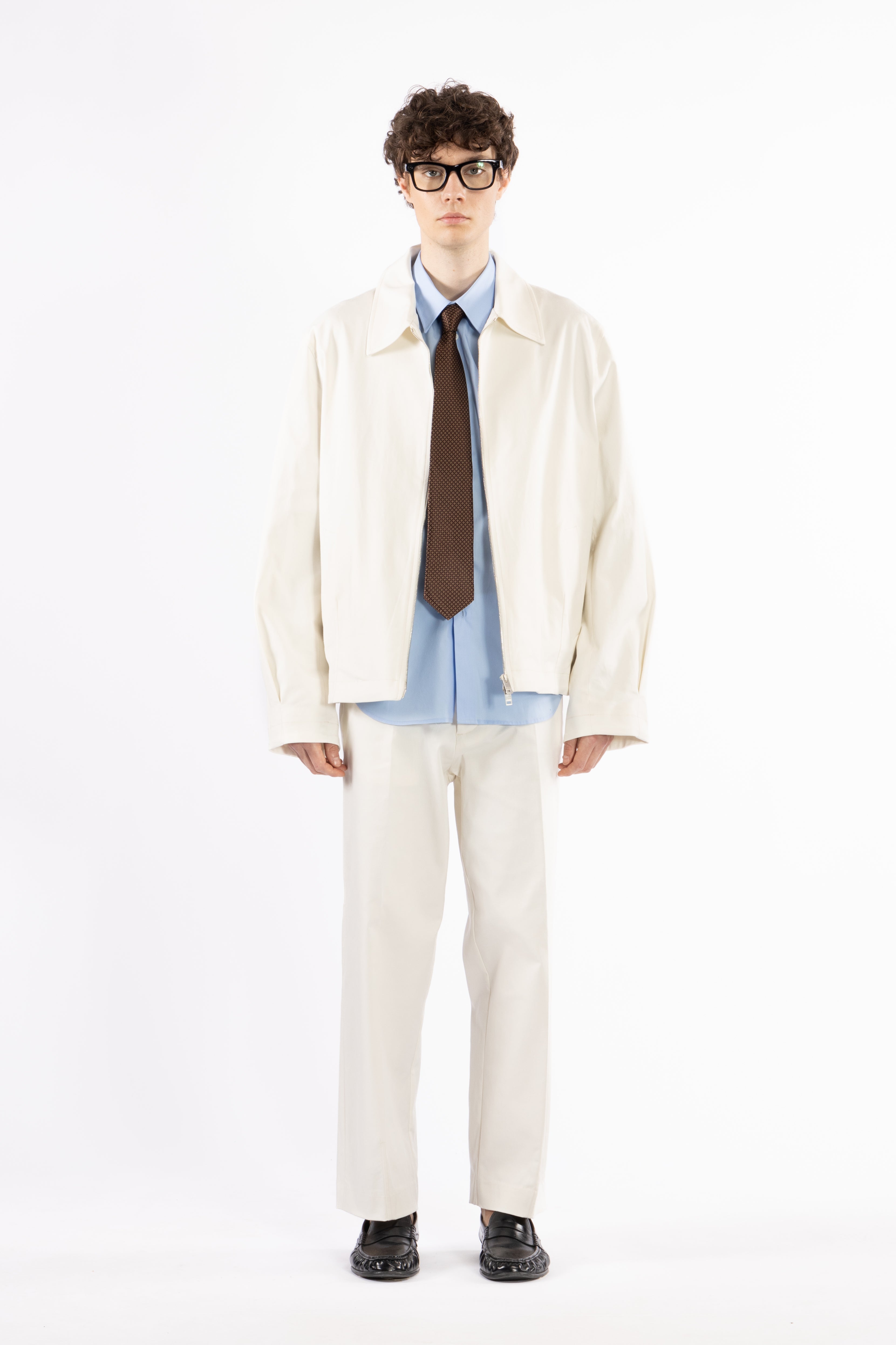 Giubbino in cotone con zip - Panna