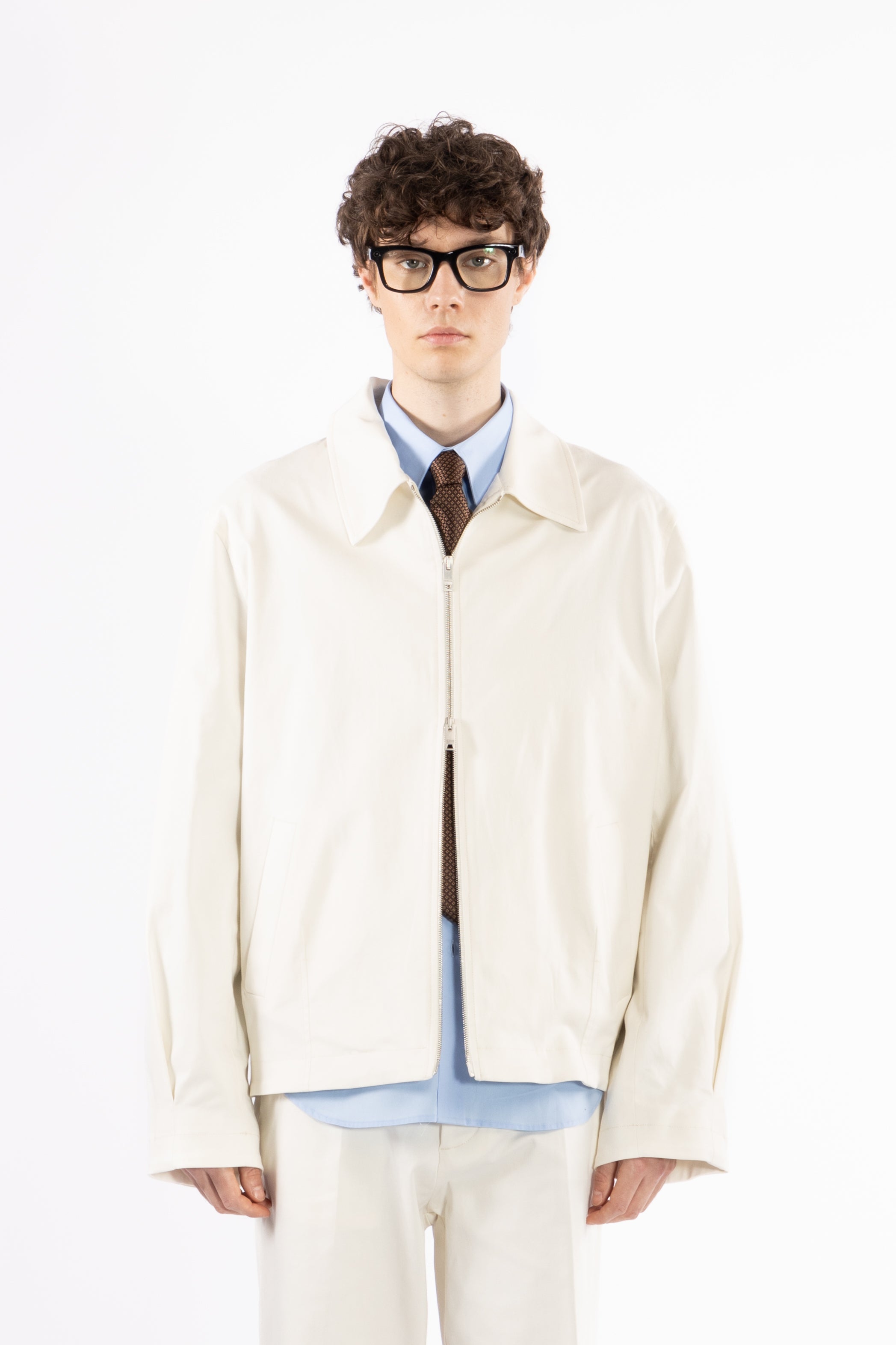 Giubbino in cotone con zip - Panna