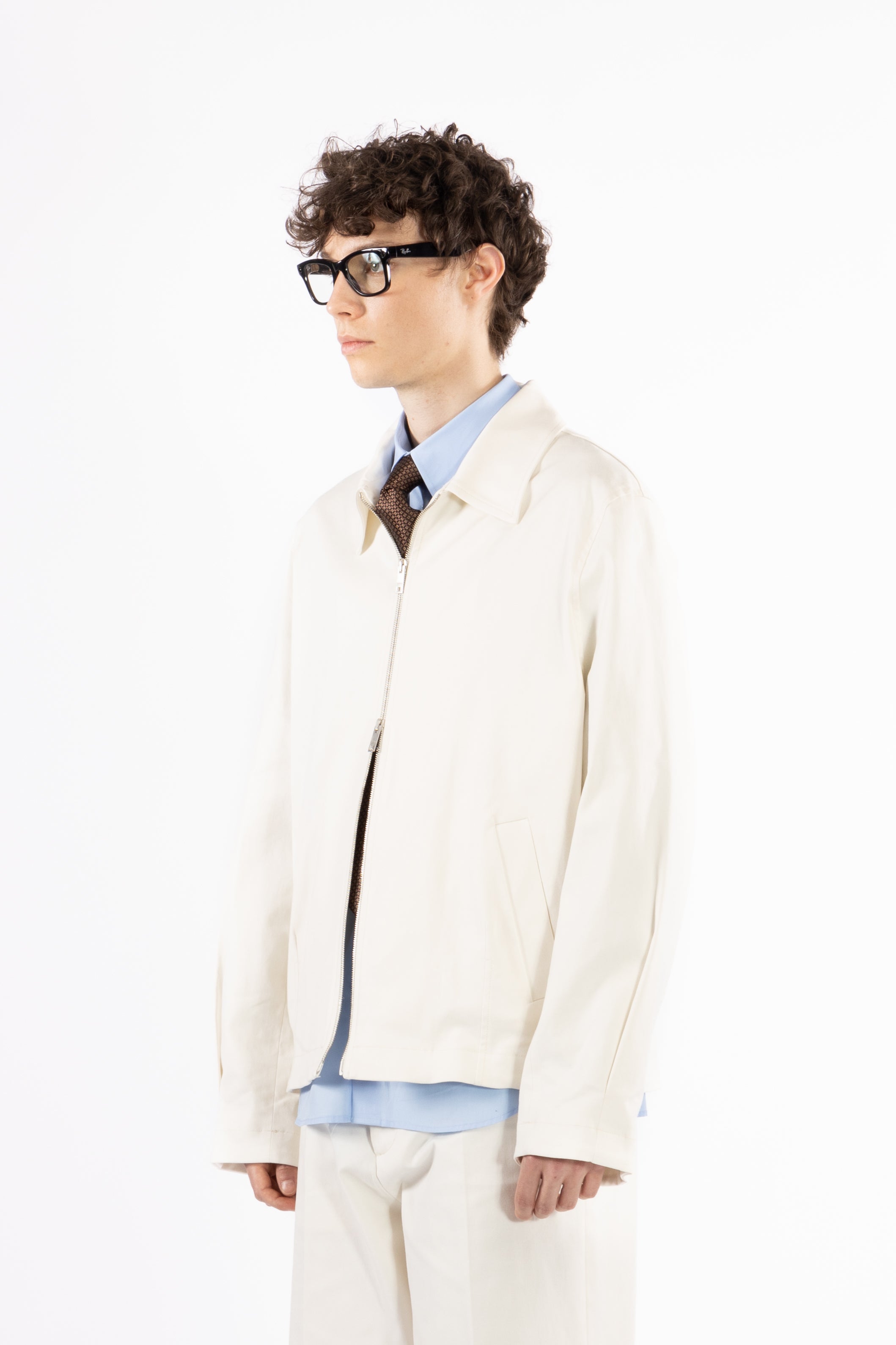 Giubbino in cotone con zip - Panna
