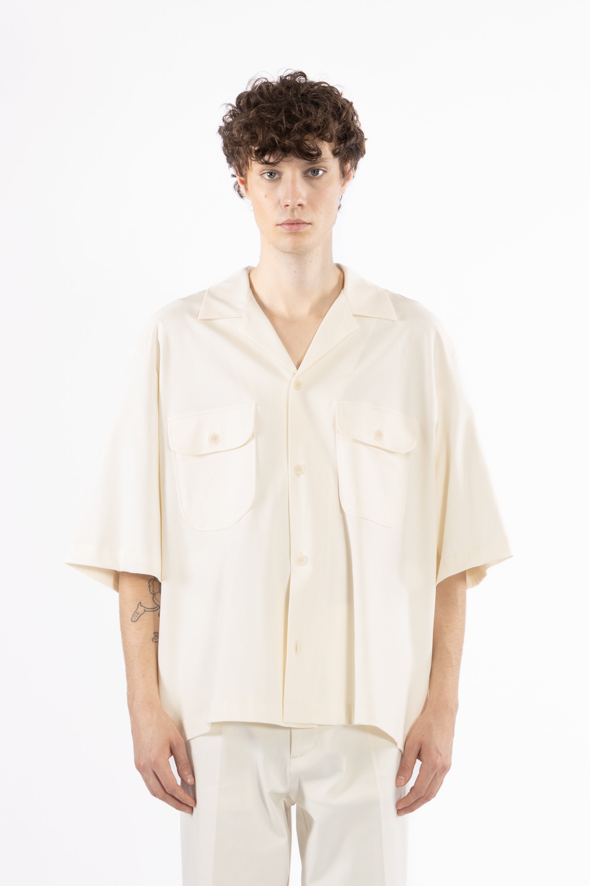 Camicia maniche ampie in cotone - Panna