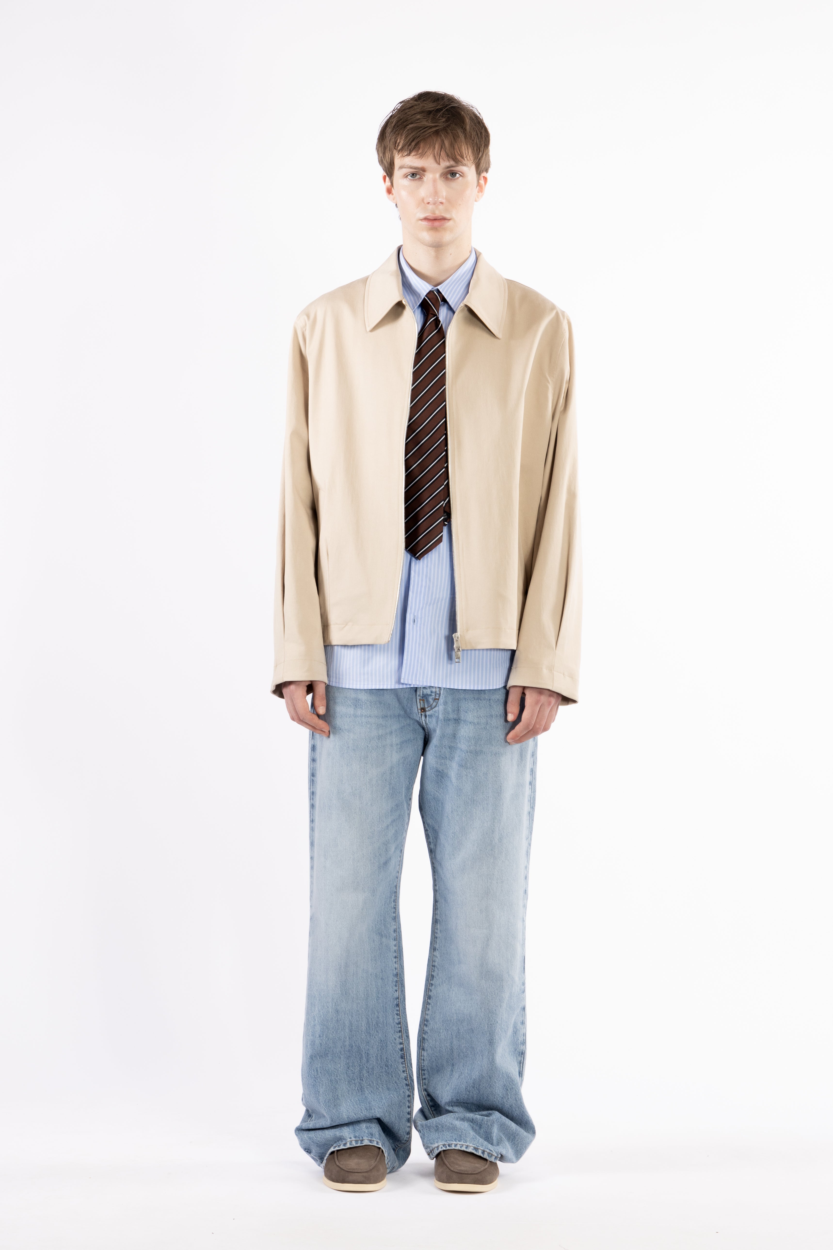 Giubbino in cotone con zip - Beige