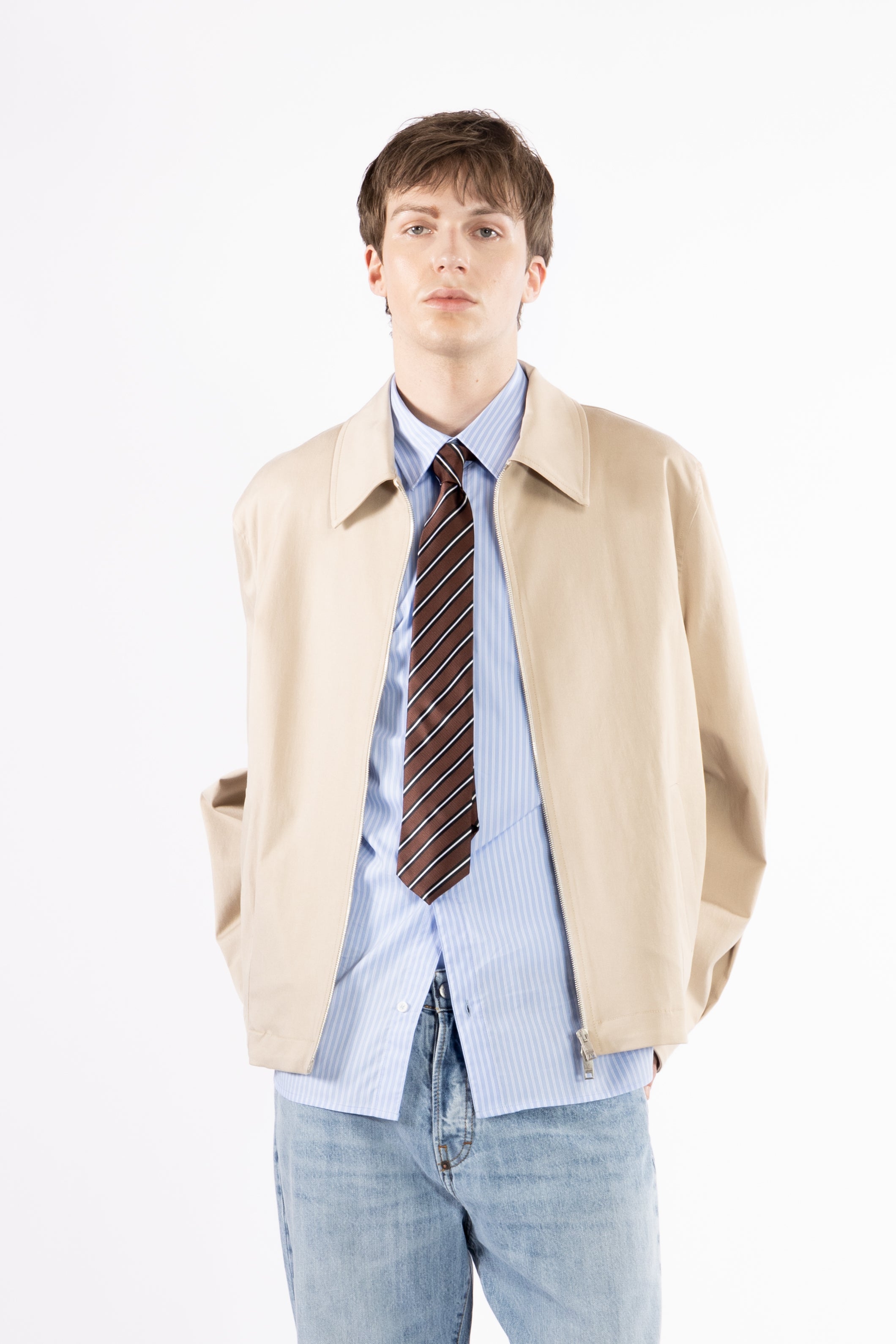 Giubbino in cotone con zip - Beige