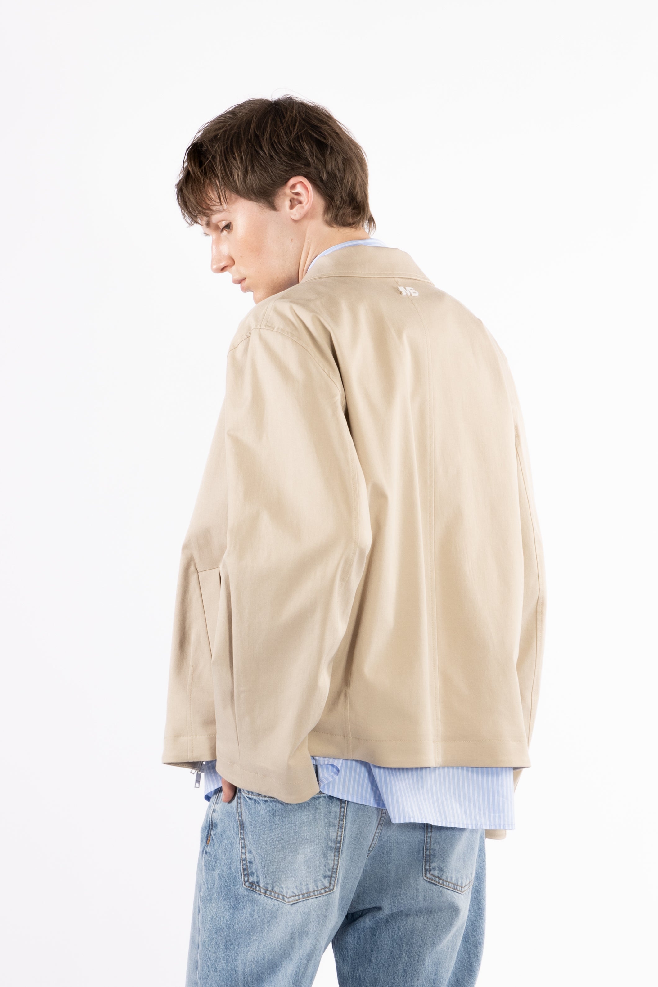 Giubbino in cotone con zip - Beige