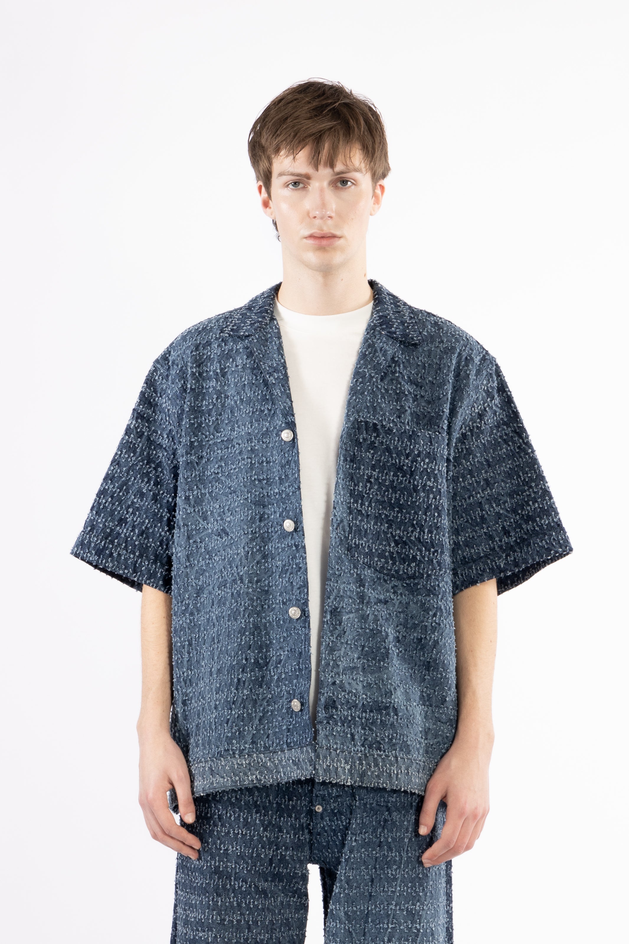 Camicia in cotone denim microrotture