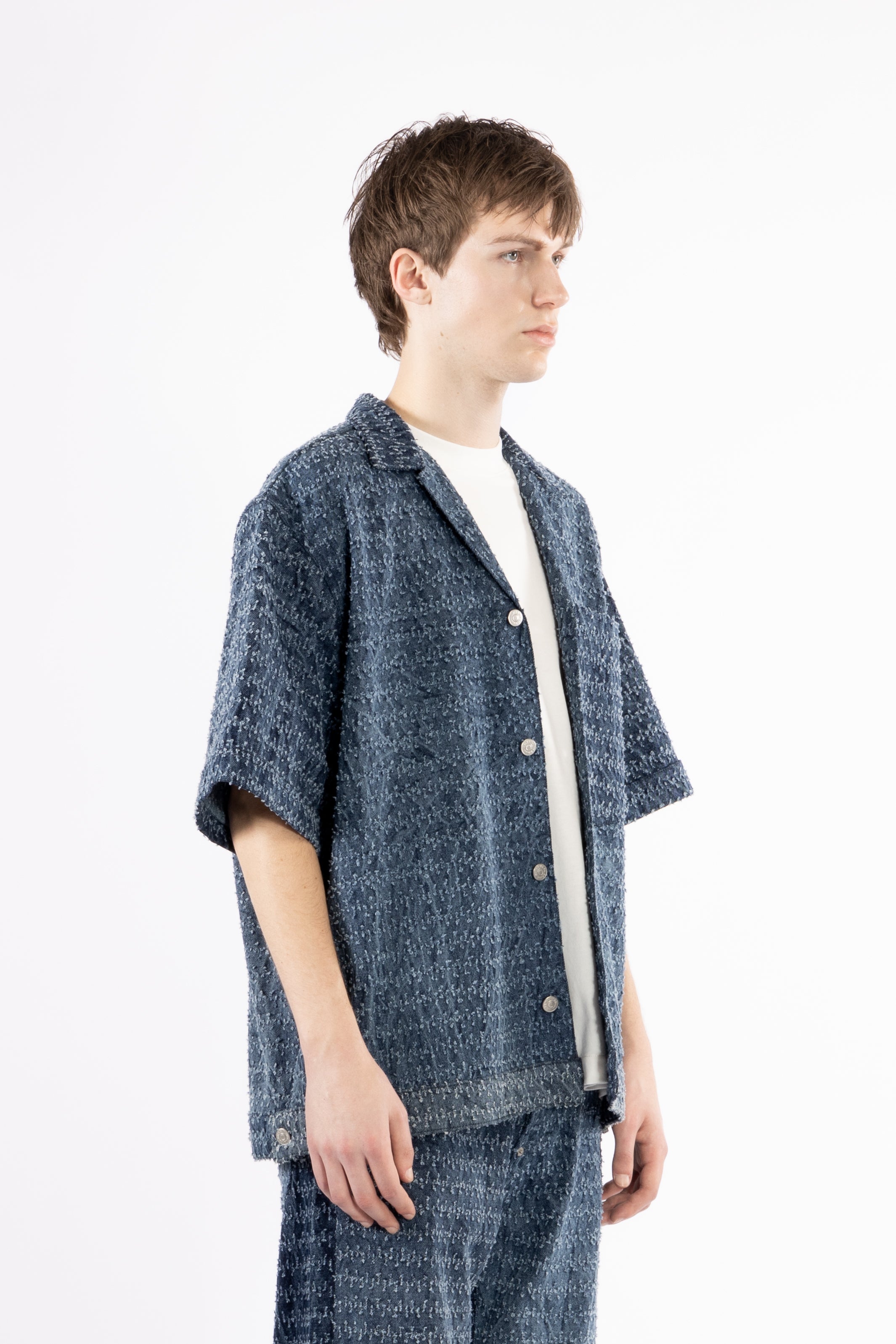 Camicia in cotone denim microrotture