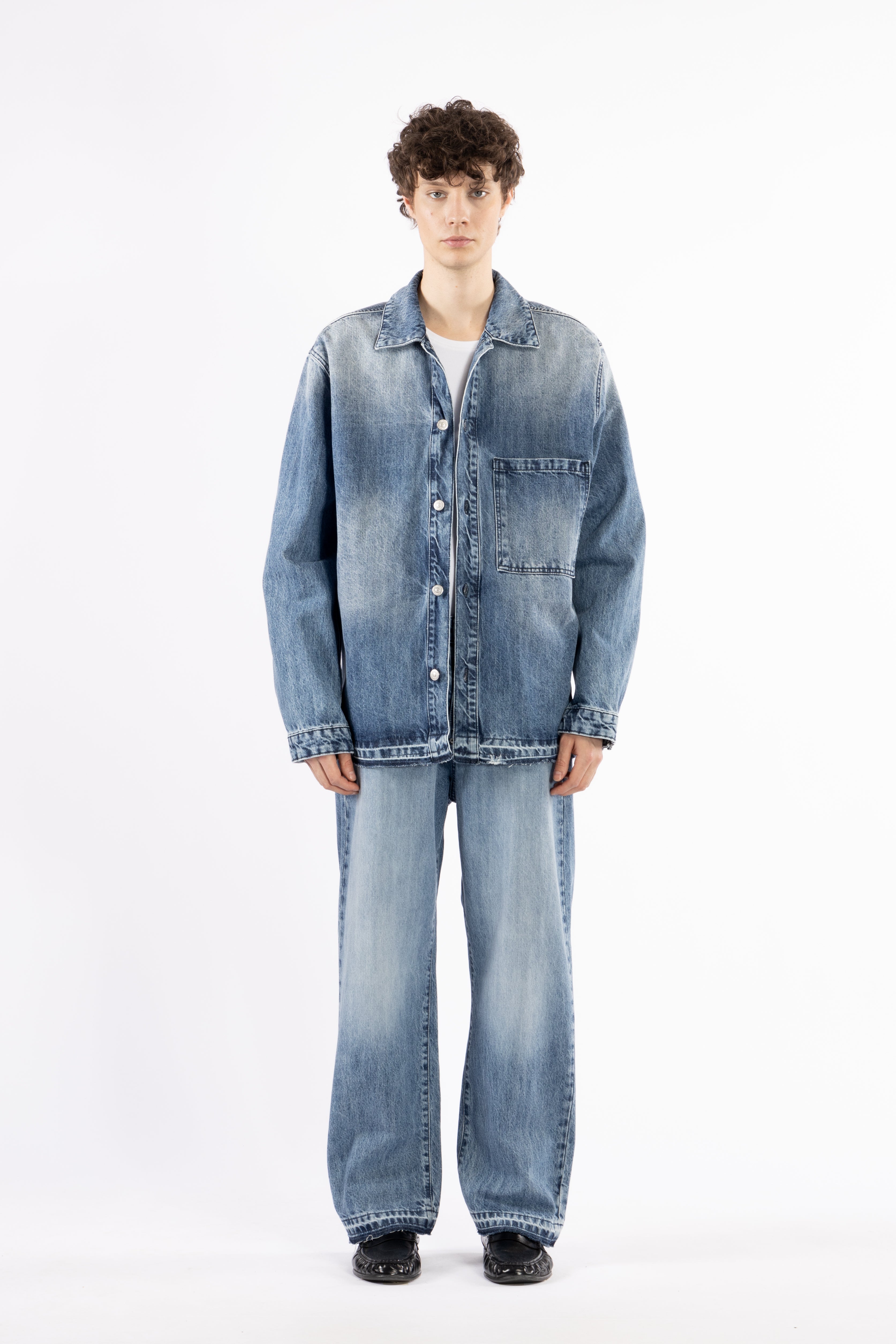 Jeans crop fit stone wash