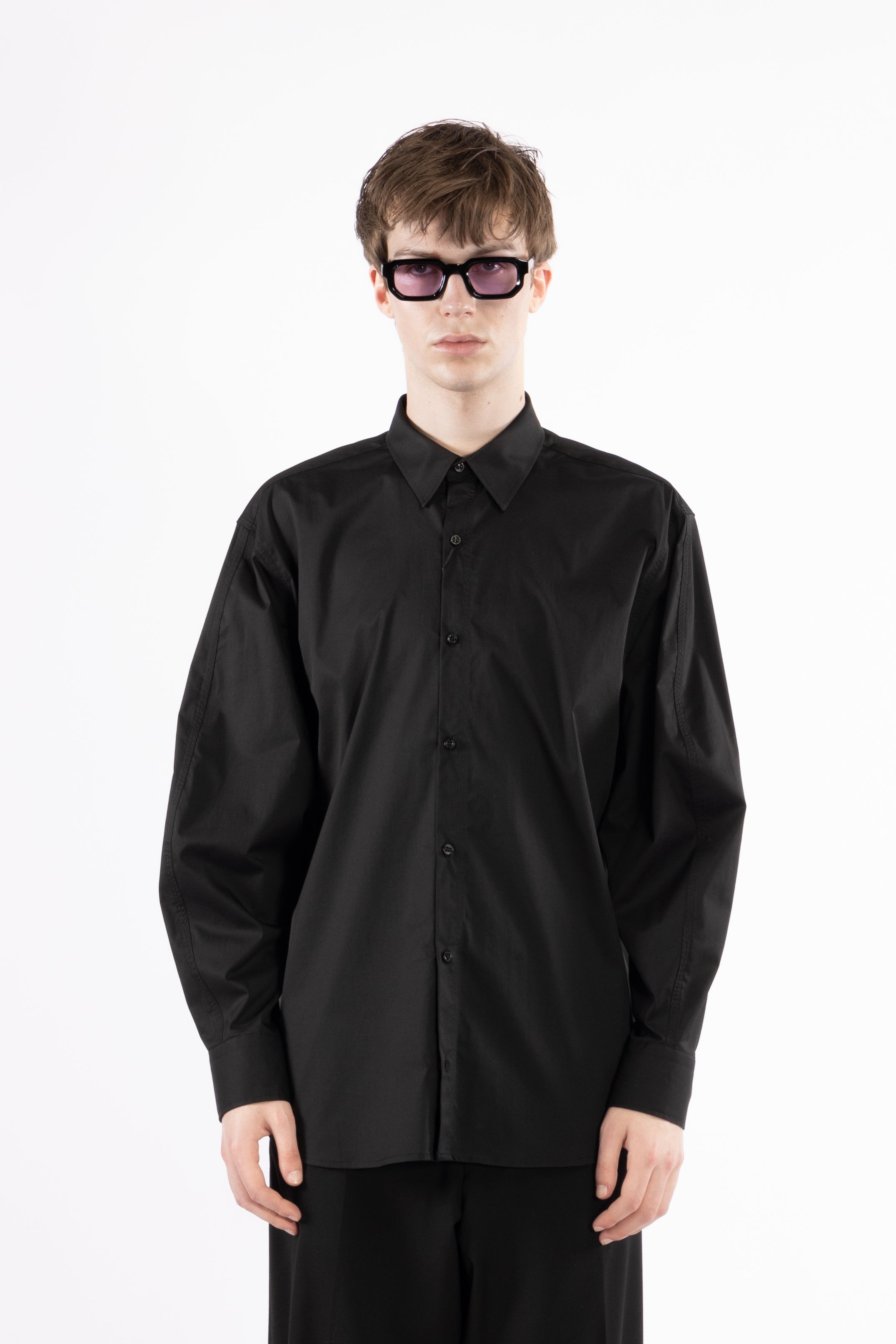 Camicia oversize in cotone - Nero