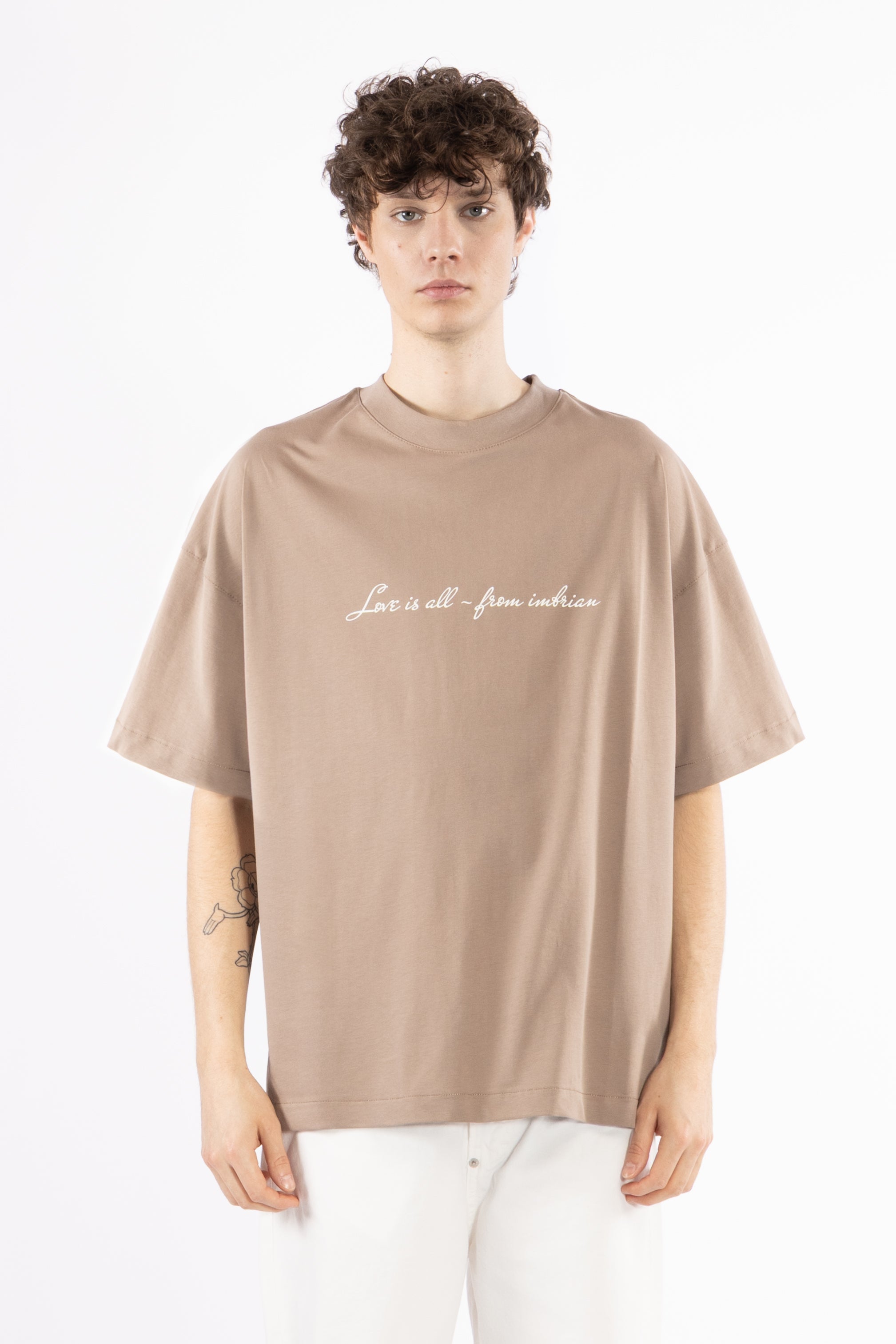 T-Shirt oversize stampata - Taupe