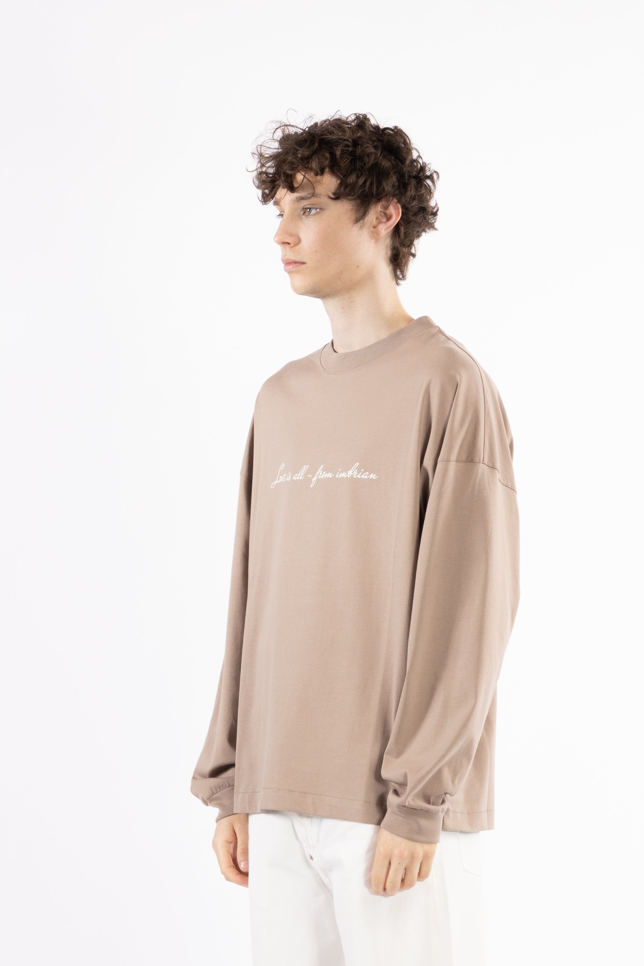 T-shirt oversize maniche lunghe - Taupe