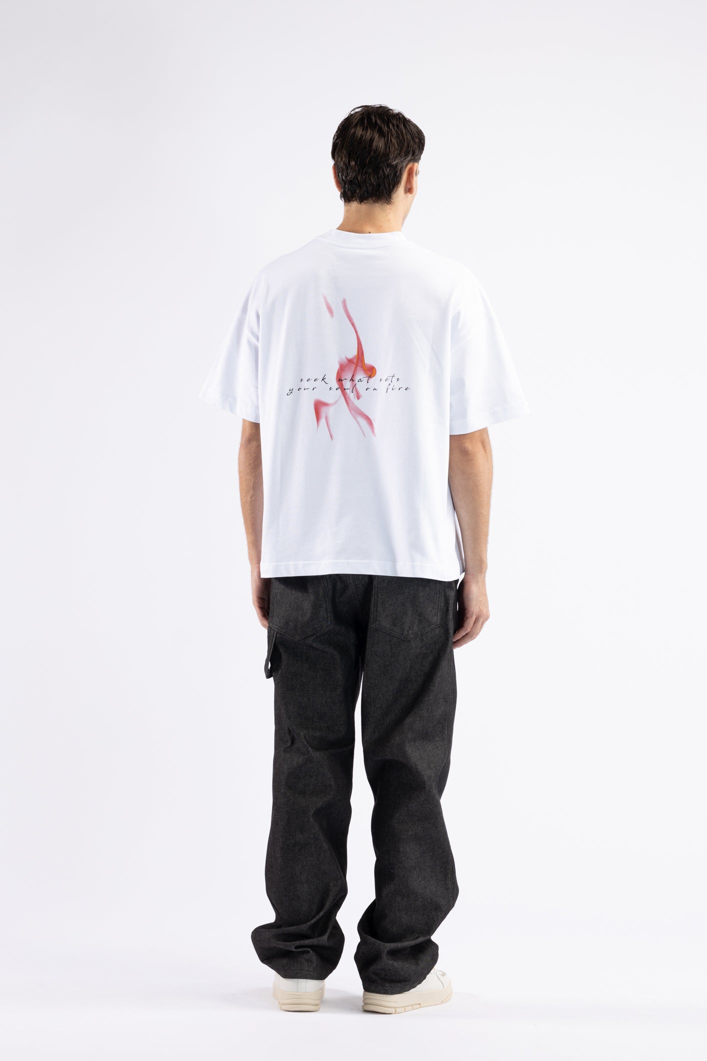 T-shirt oversize stampa retro - Bianco