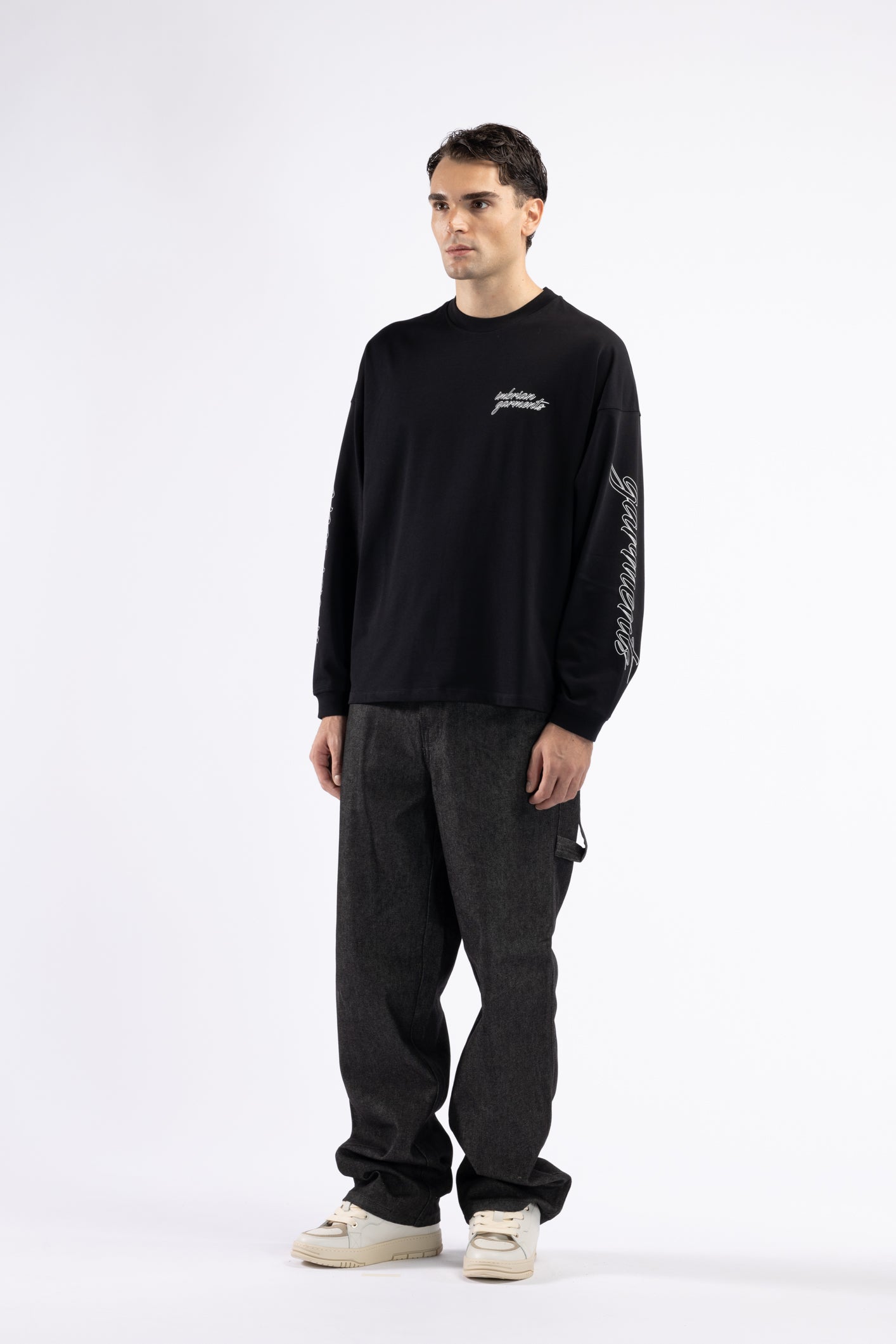 T-shirt oversize maniche lunghe - Nero