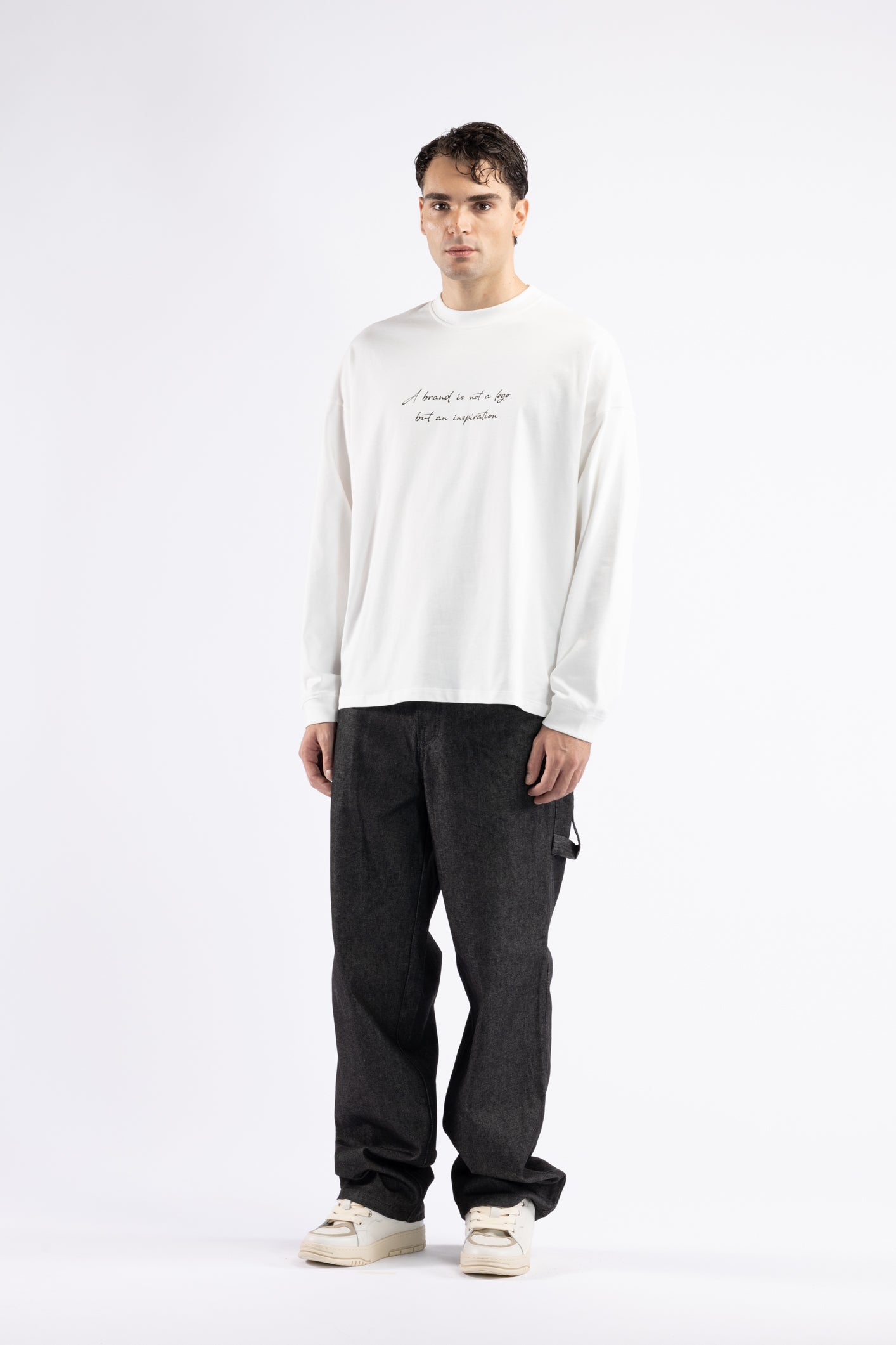 T-shirt oversize manica lunga - Panna