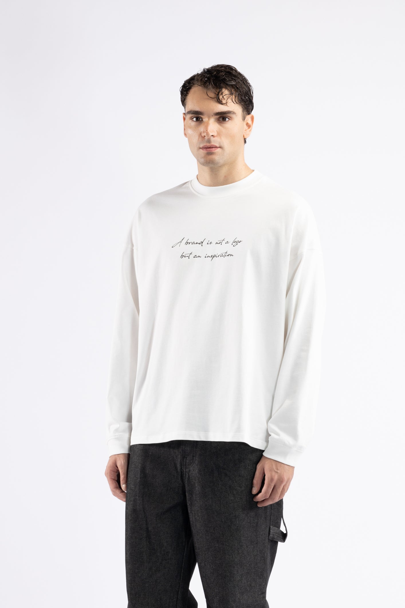 T-shirt oversize manica lunga - Panna