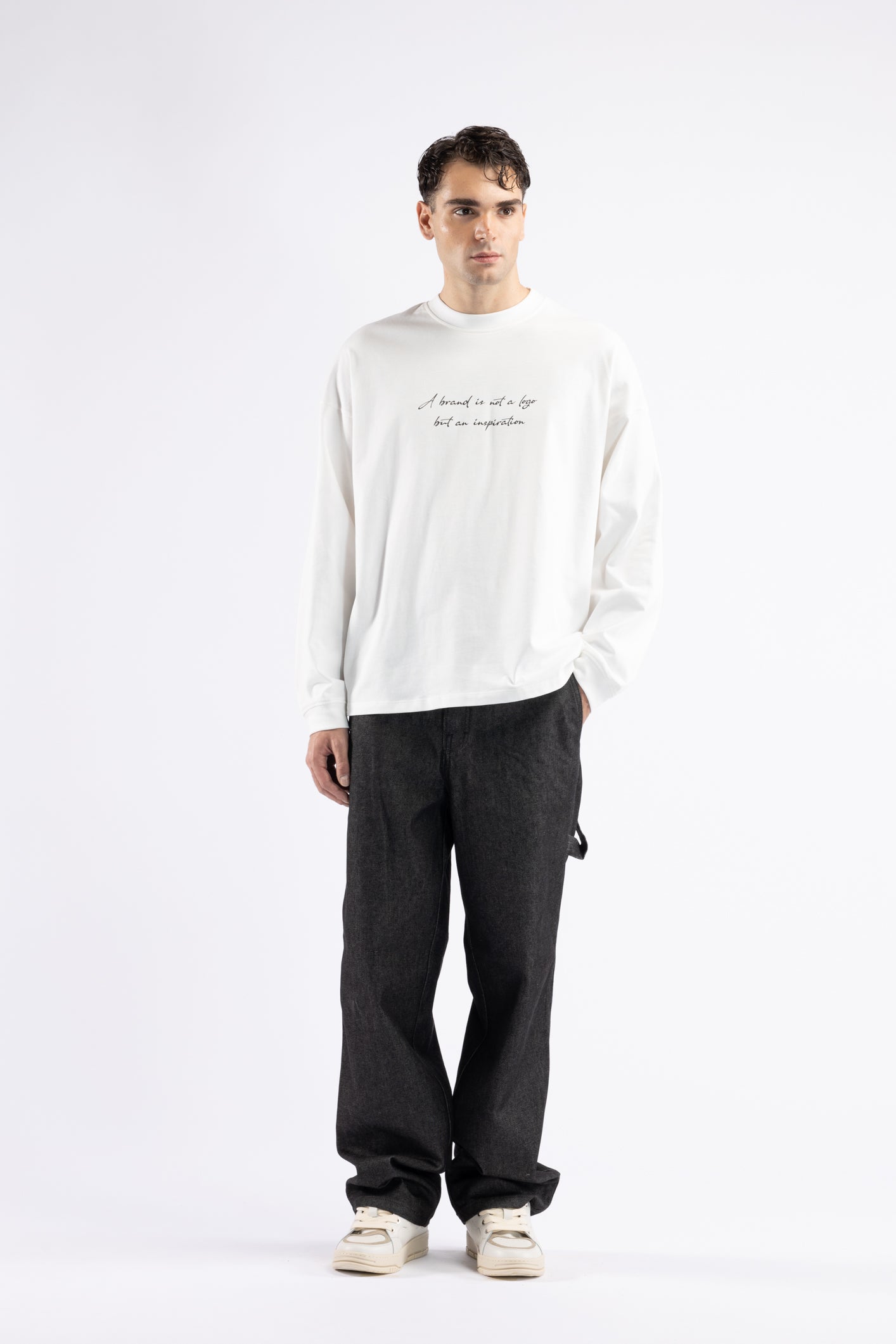 T-shirt oversize manica lunga - Panna