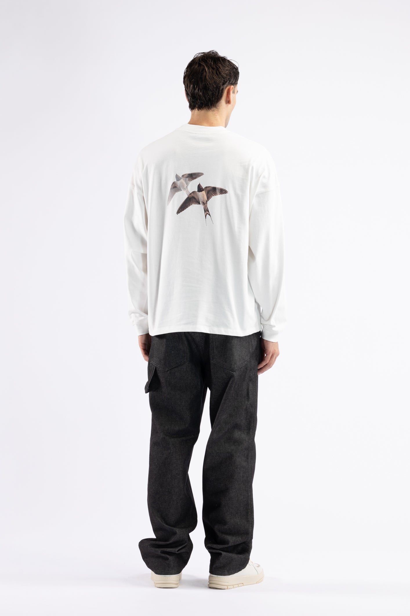 T-shirt oversize manica lunga - Panna