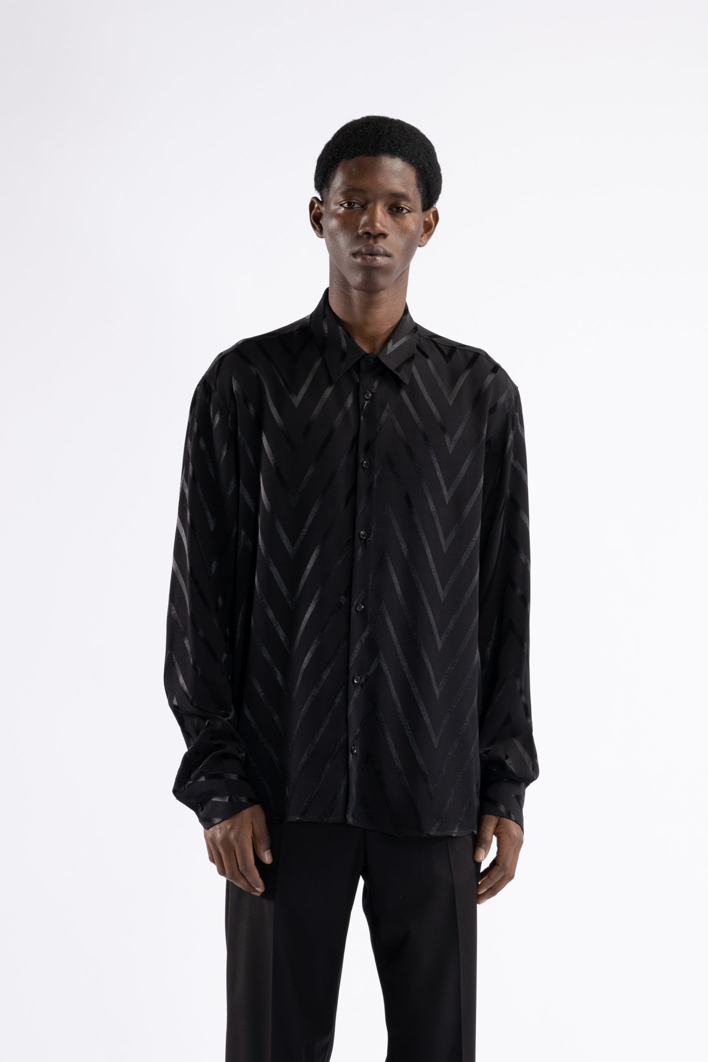 Camicia in viscosa fantasia - Nero