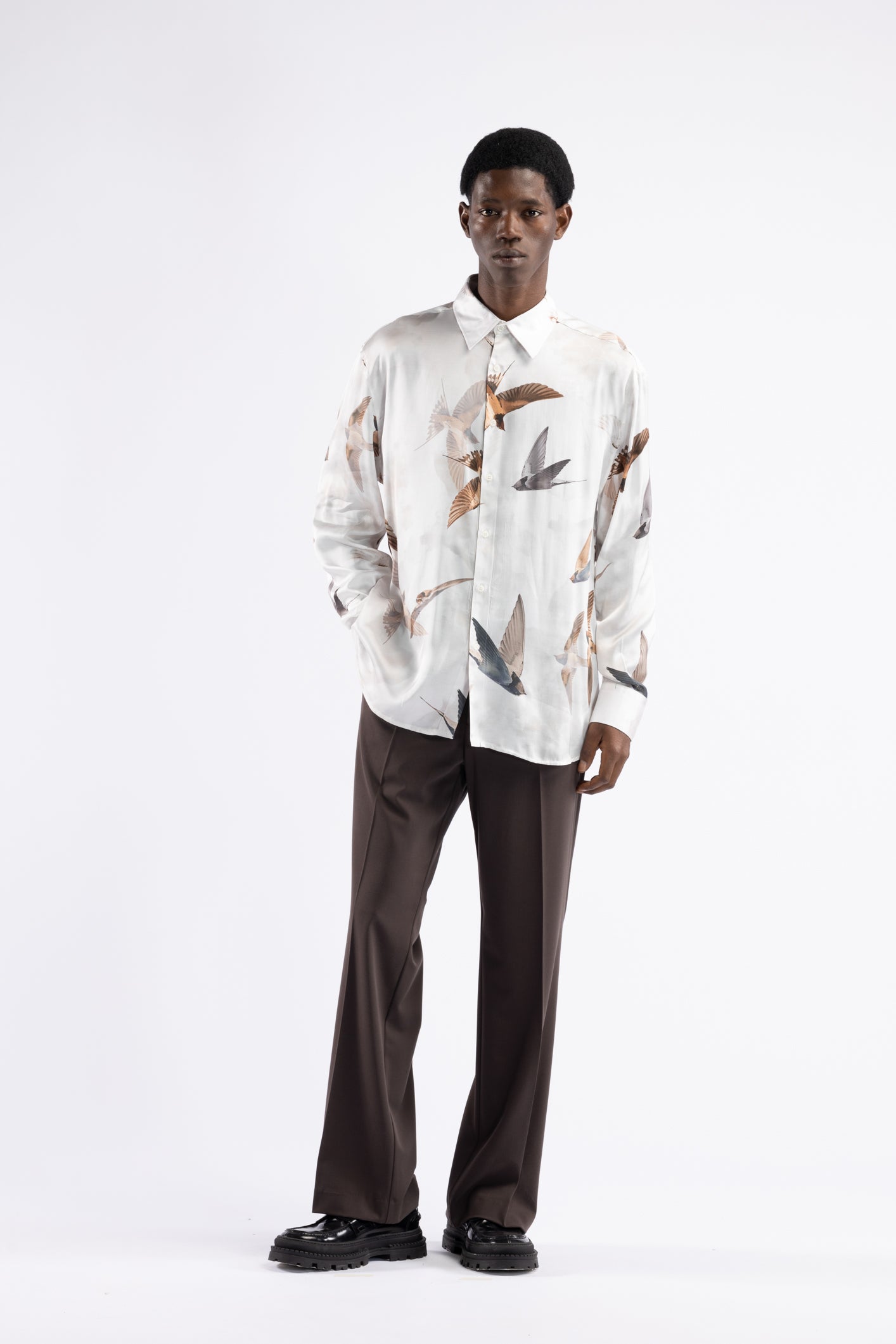 Pantalone flare misto lana - Moro