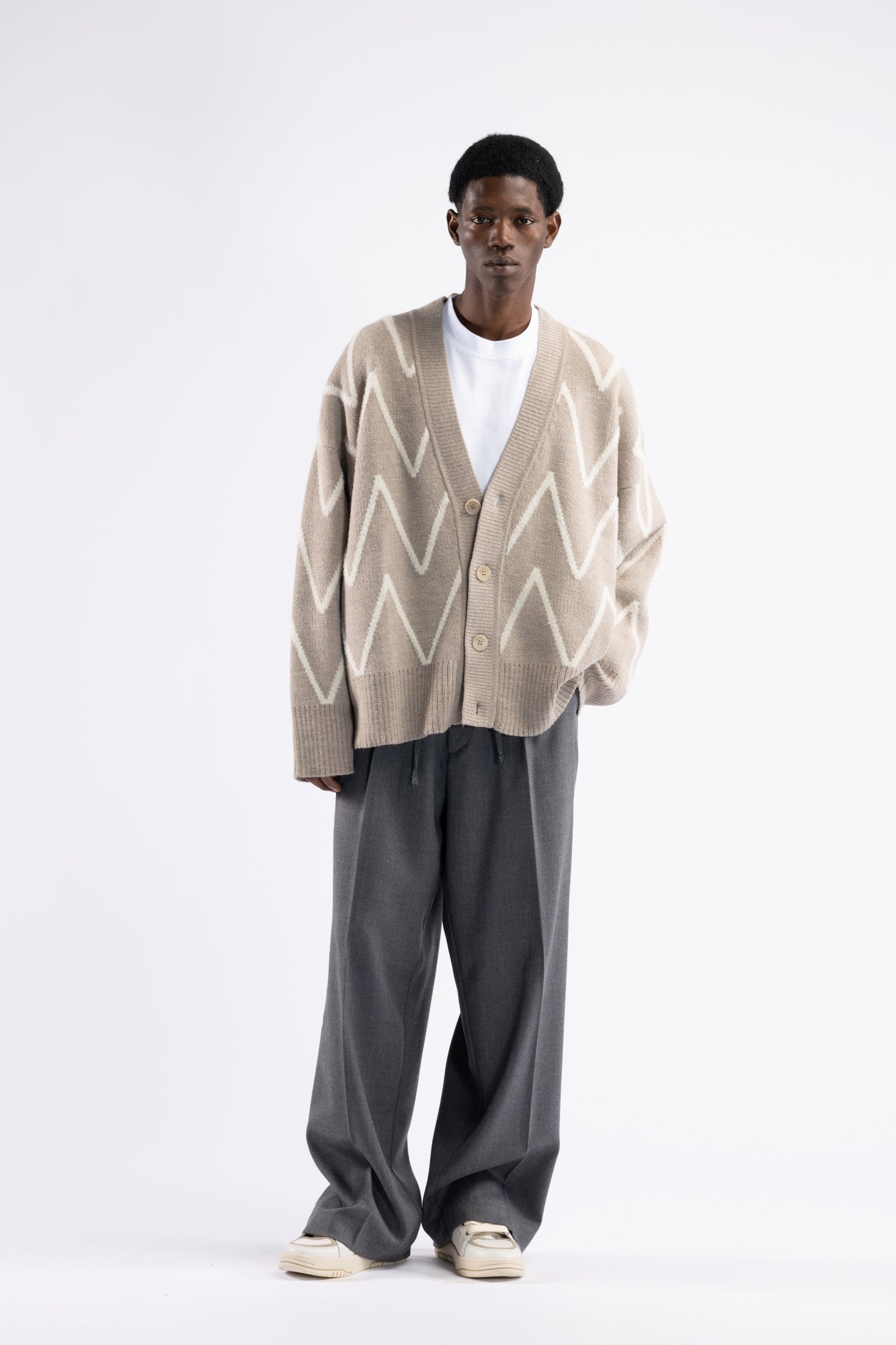 Gilet oversize à motifs - Beige