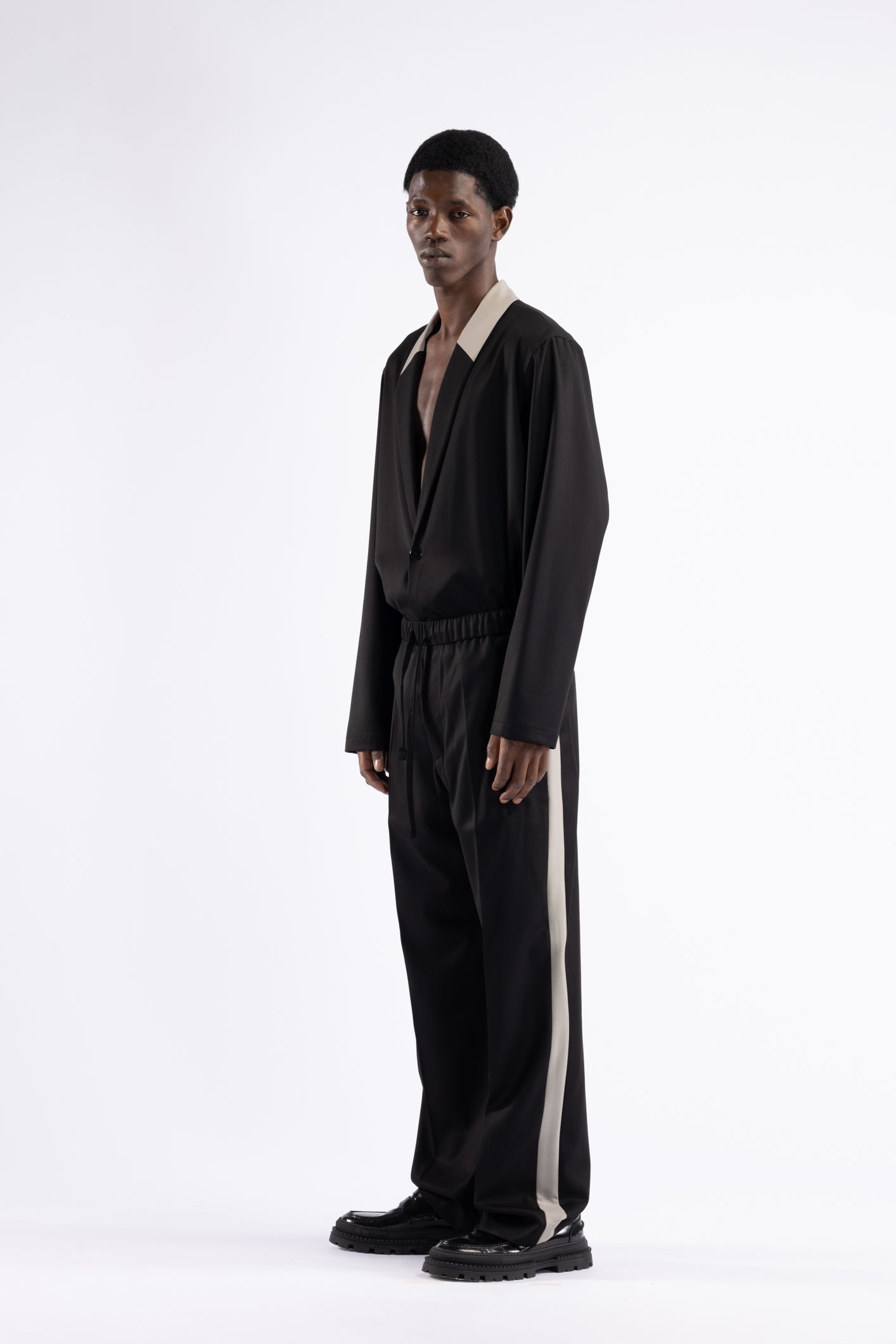 Pantalone fondo largo con coulisse - Nero