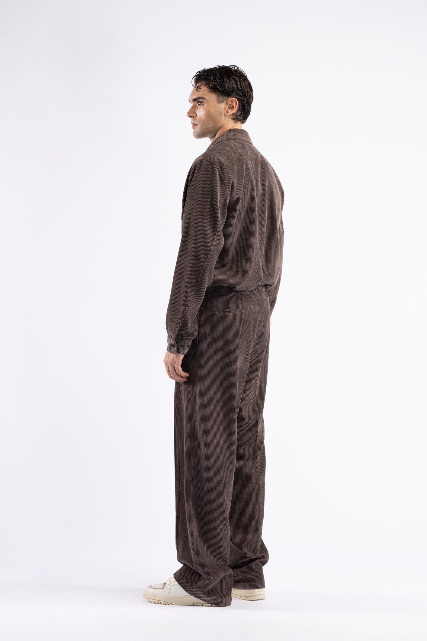 Pantalone con coulisse in velluto a coste - Moro