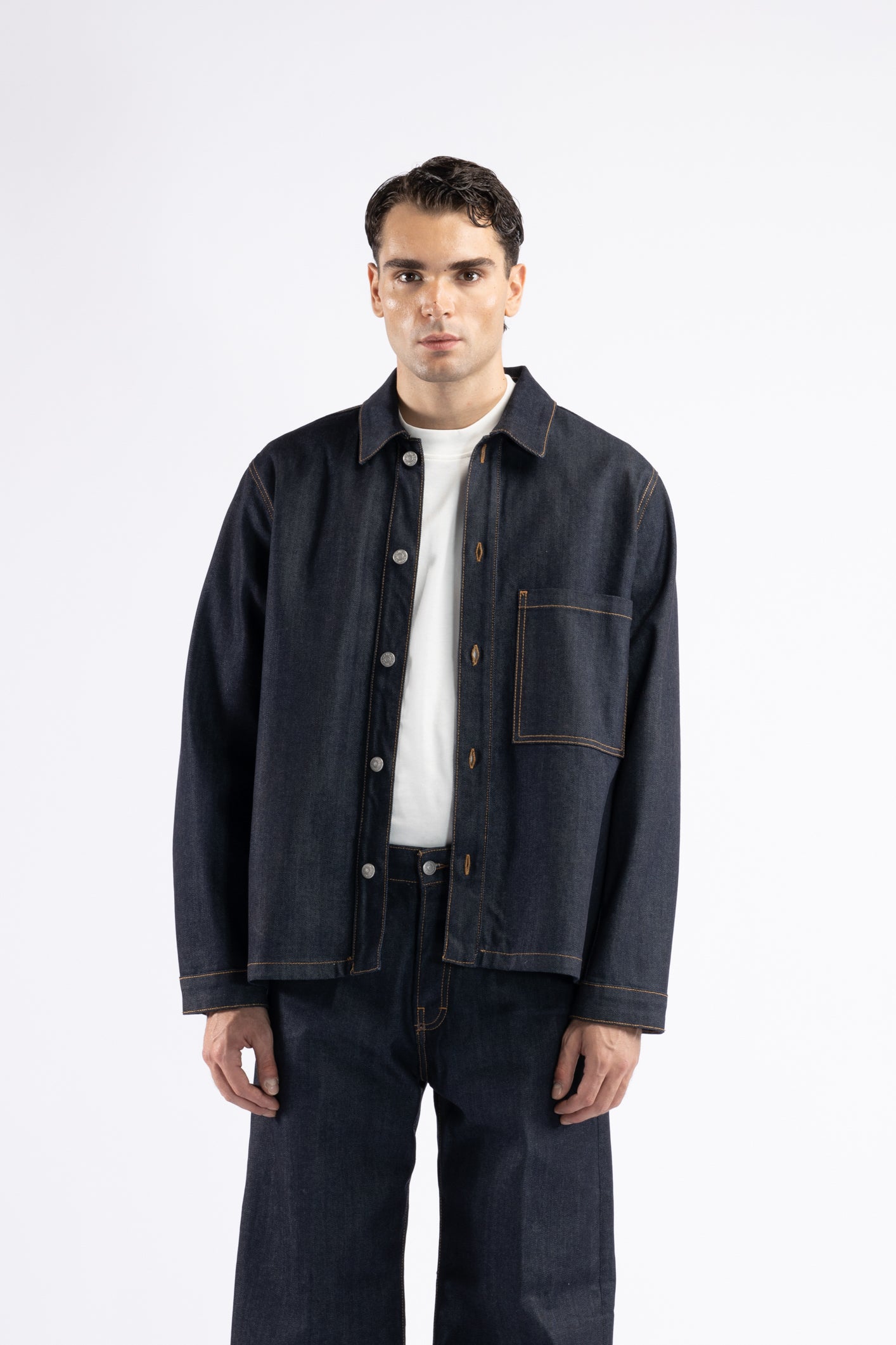 chemise en denim indigo