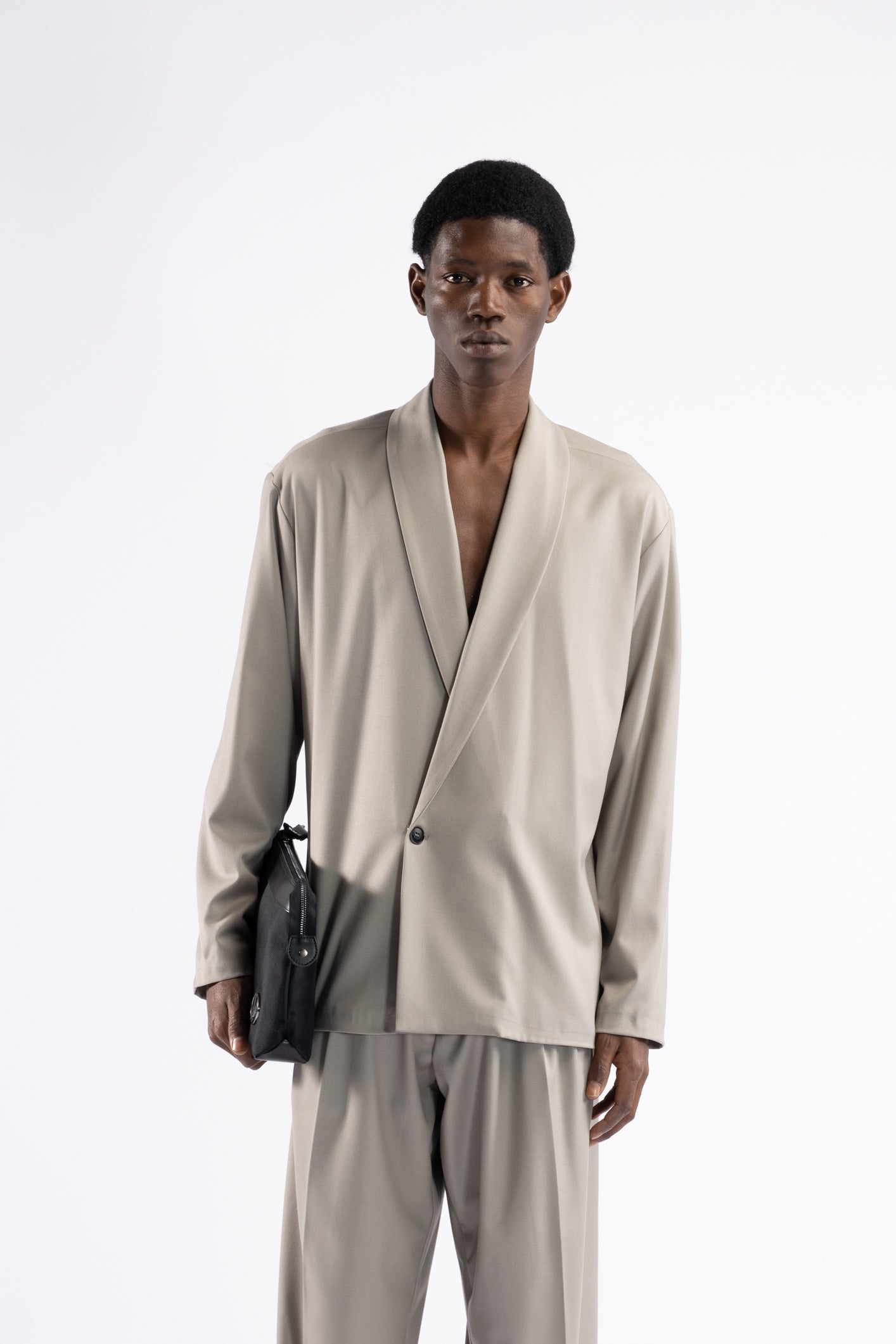 Giacca camicia collo sciallato - Mastice