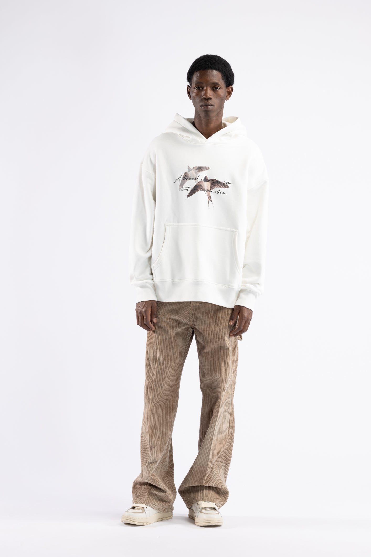 Oversized Swallow Print Sweatshirt - Cream